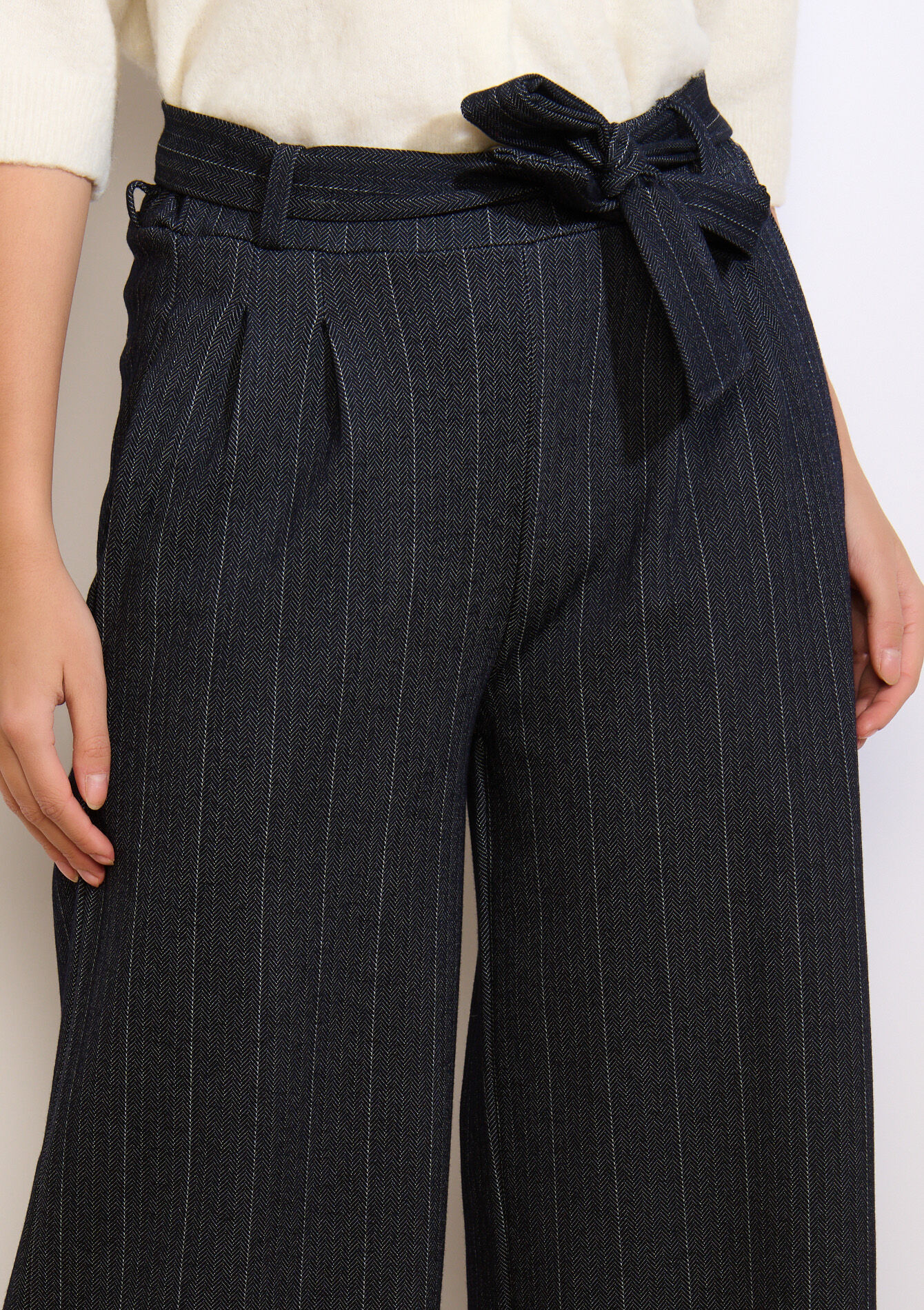 Wijde broek met krijtstreep, Wijde broek met krijtstreep - NAVY BASIC - 06601060_2723