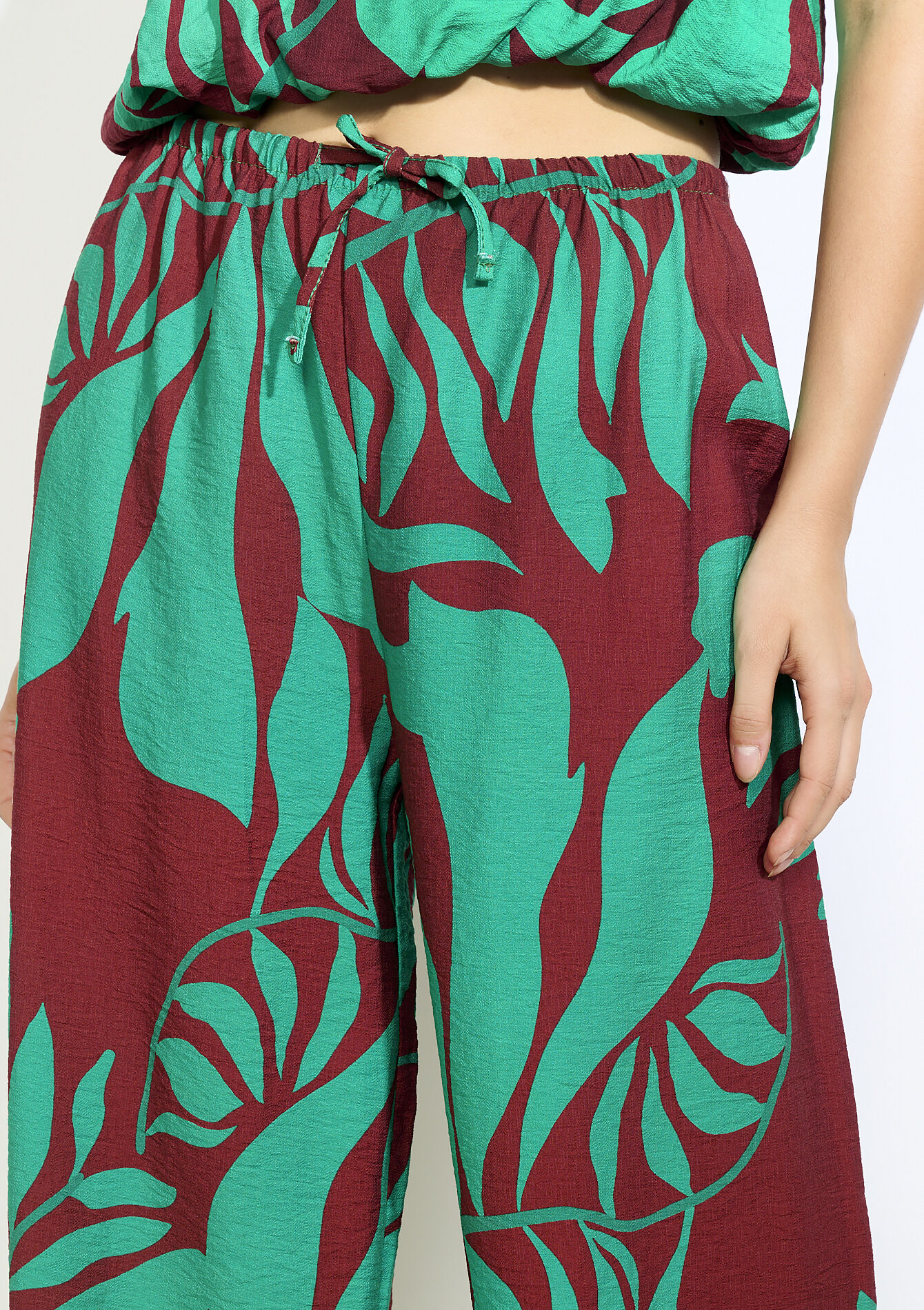 Pantalon ample imprimé - BROWN DARK CHOCOLATE - 06601024_3720