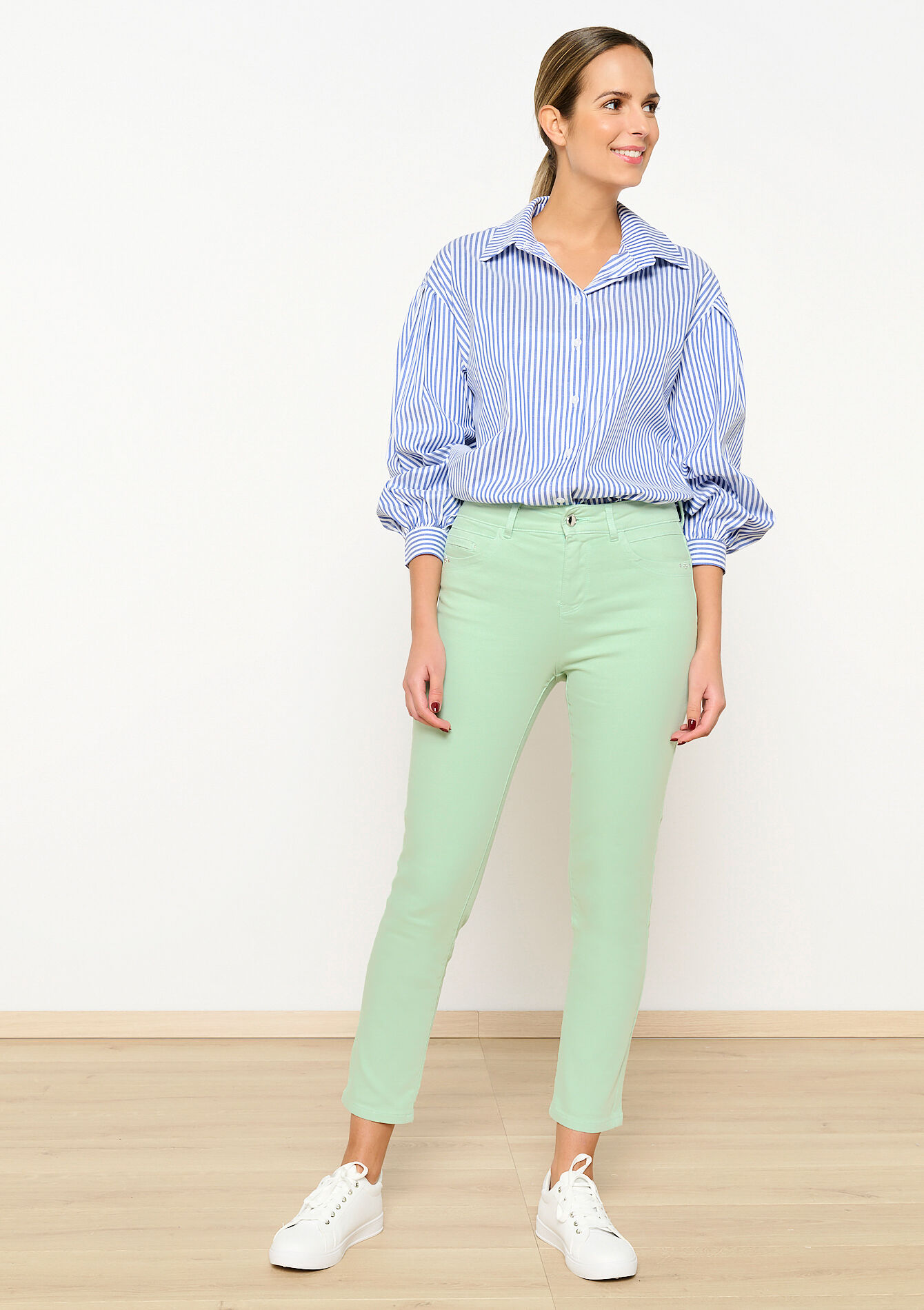 Slim-fit trousers, Slim-fit trousers - MINT GREEN - 1089695