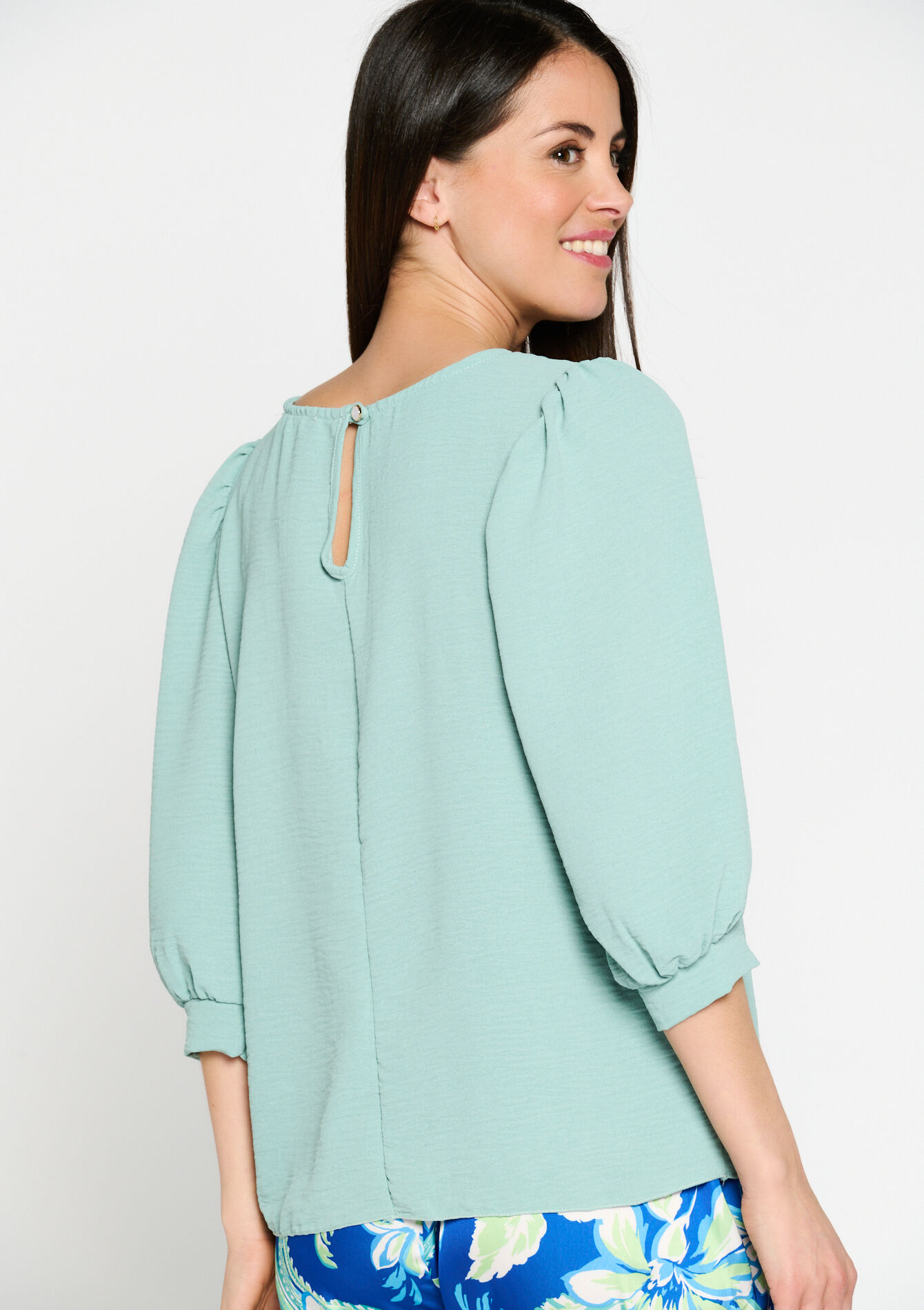 Short-sleeved blouse - MINT GREEN - 05702140_1723