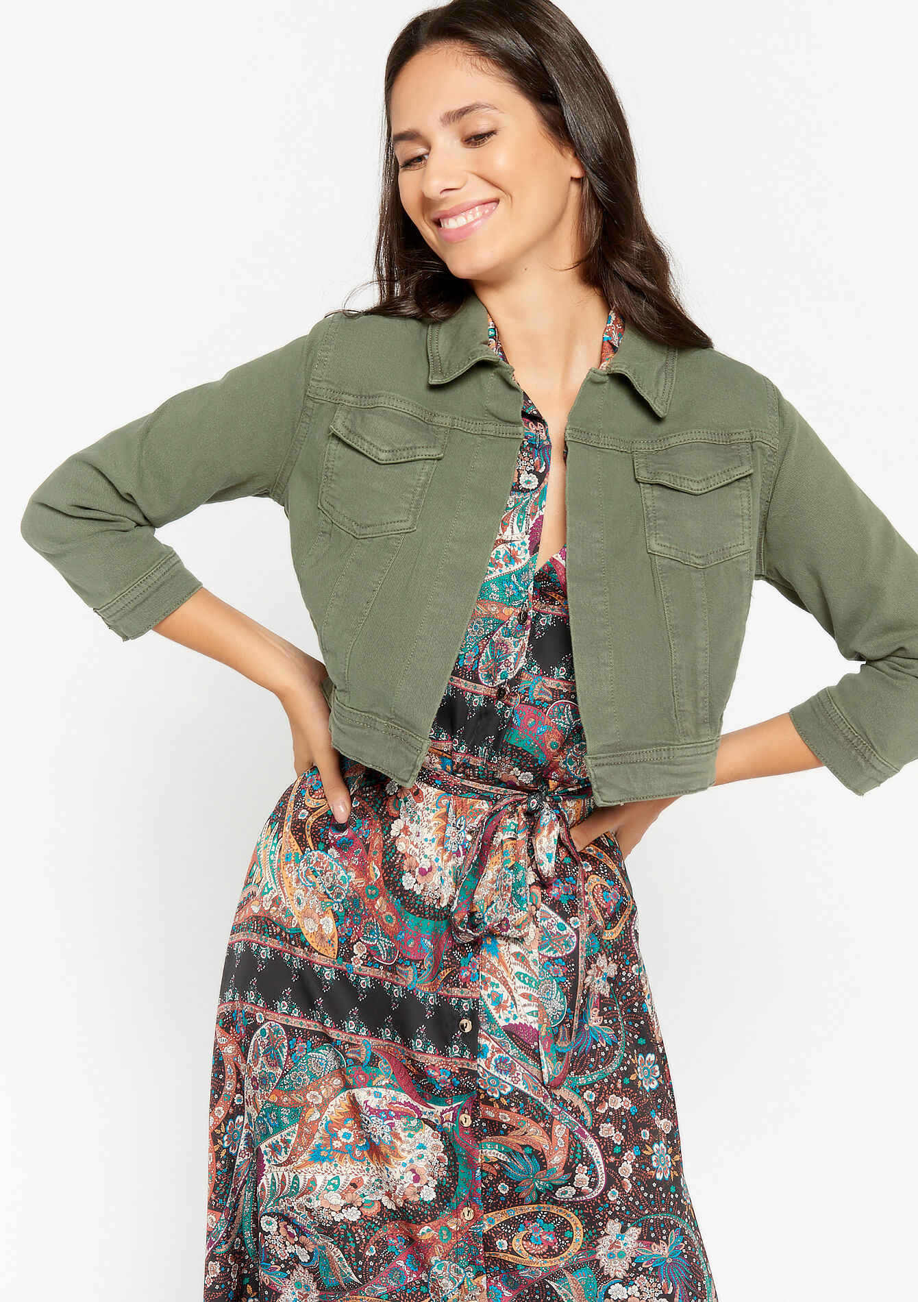 Short jacket, Short jacket - KHAKI MED - 09100648_4327