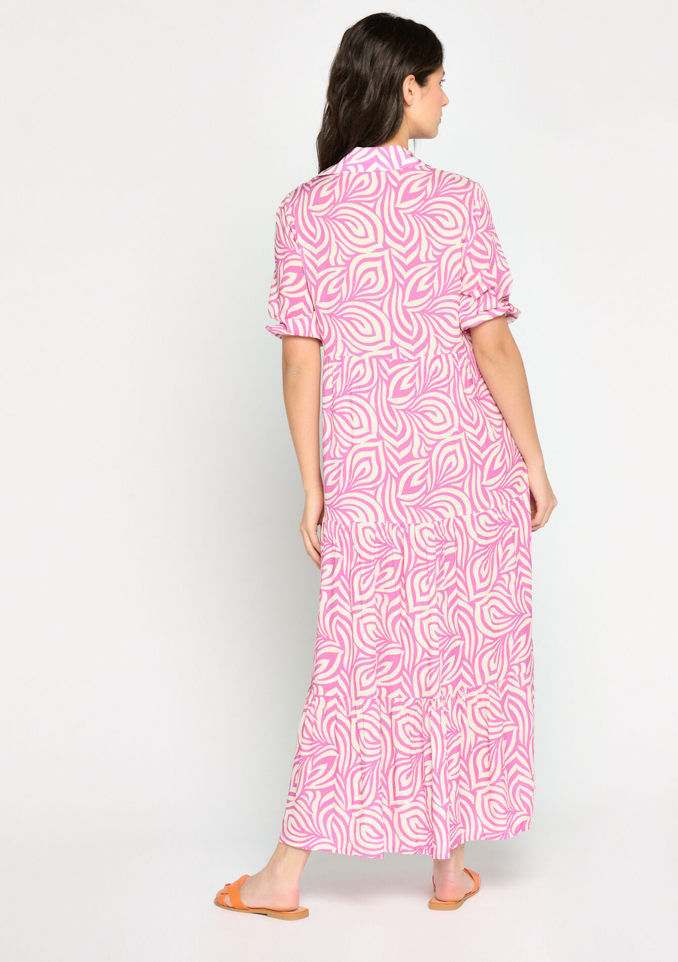 Maxi dress with graphic print - PINK BUBBLEGUM - 08601981_1477