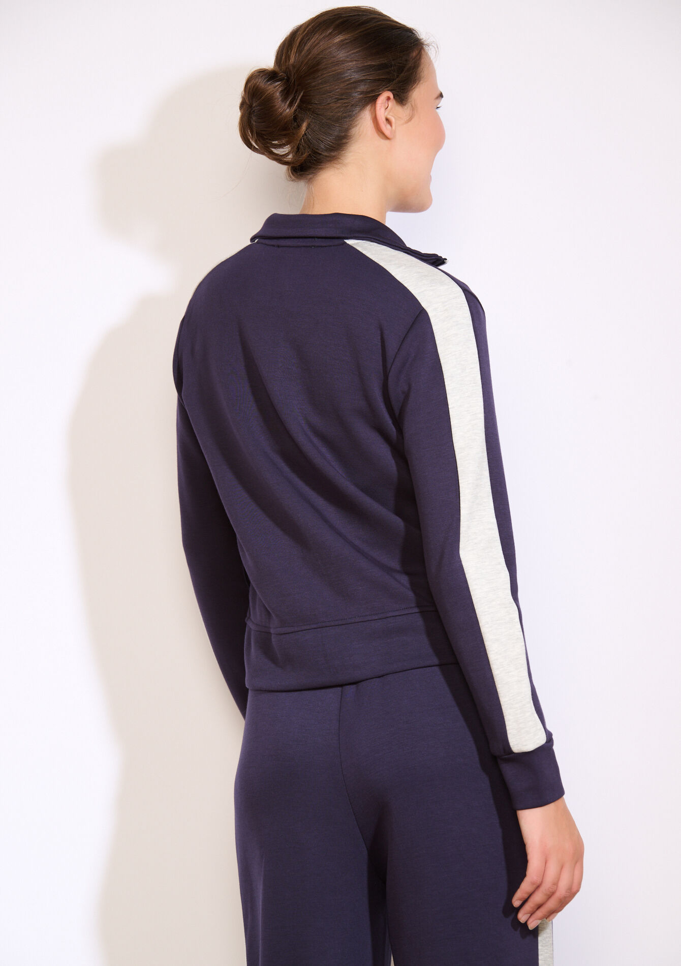 Veste zippée à bandes contrastées, Veste zippée à bandes contrastées - NAVY BASIC - 15100379_2723