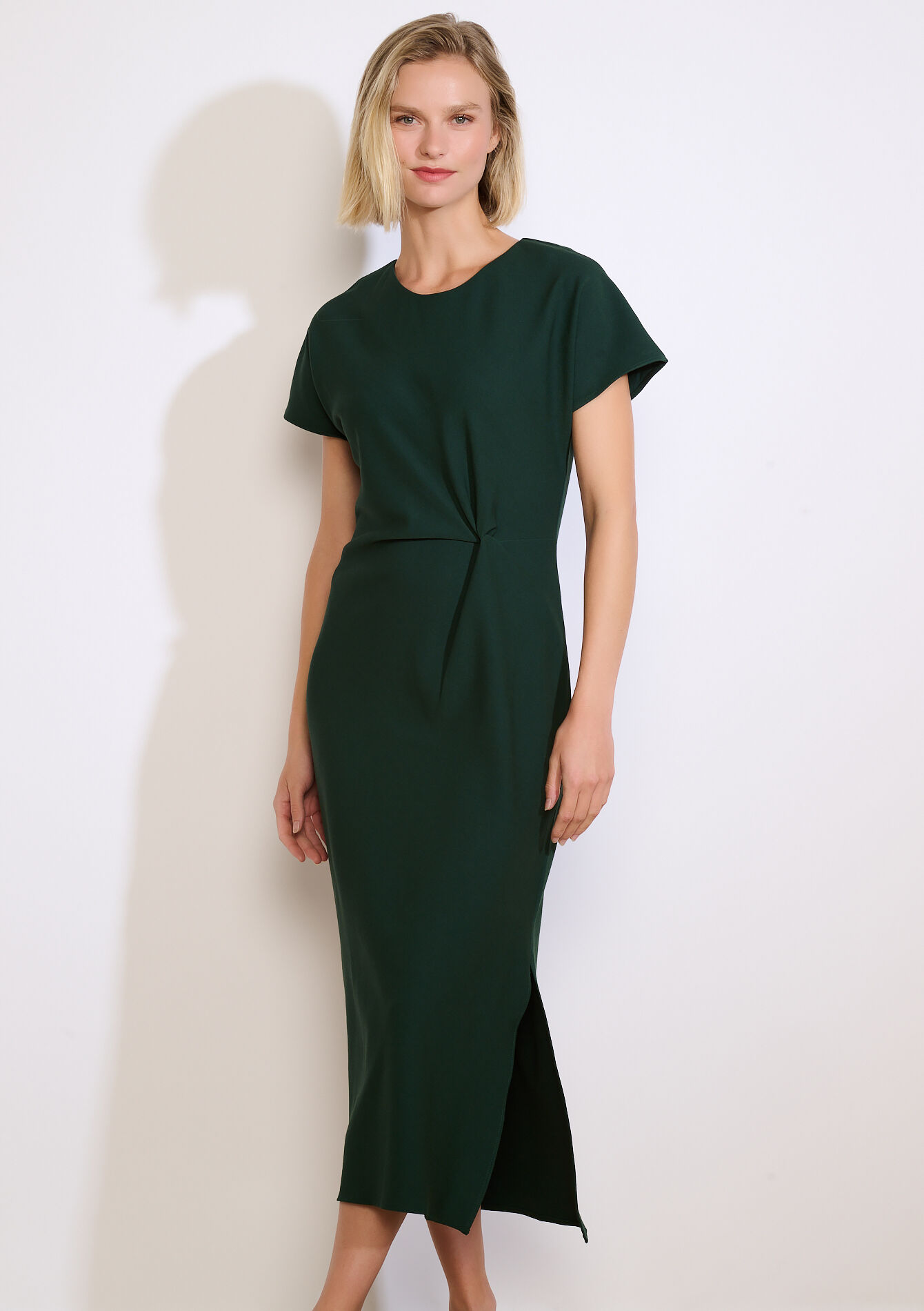 Midi-jurk met zijstrik, Midi-jurk met zijstrik - GREEN FOREST - 08104277_4624