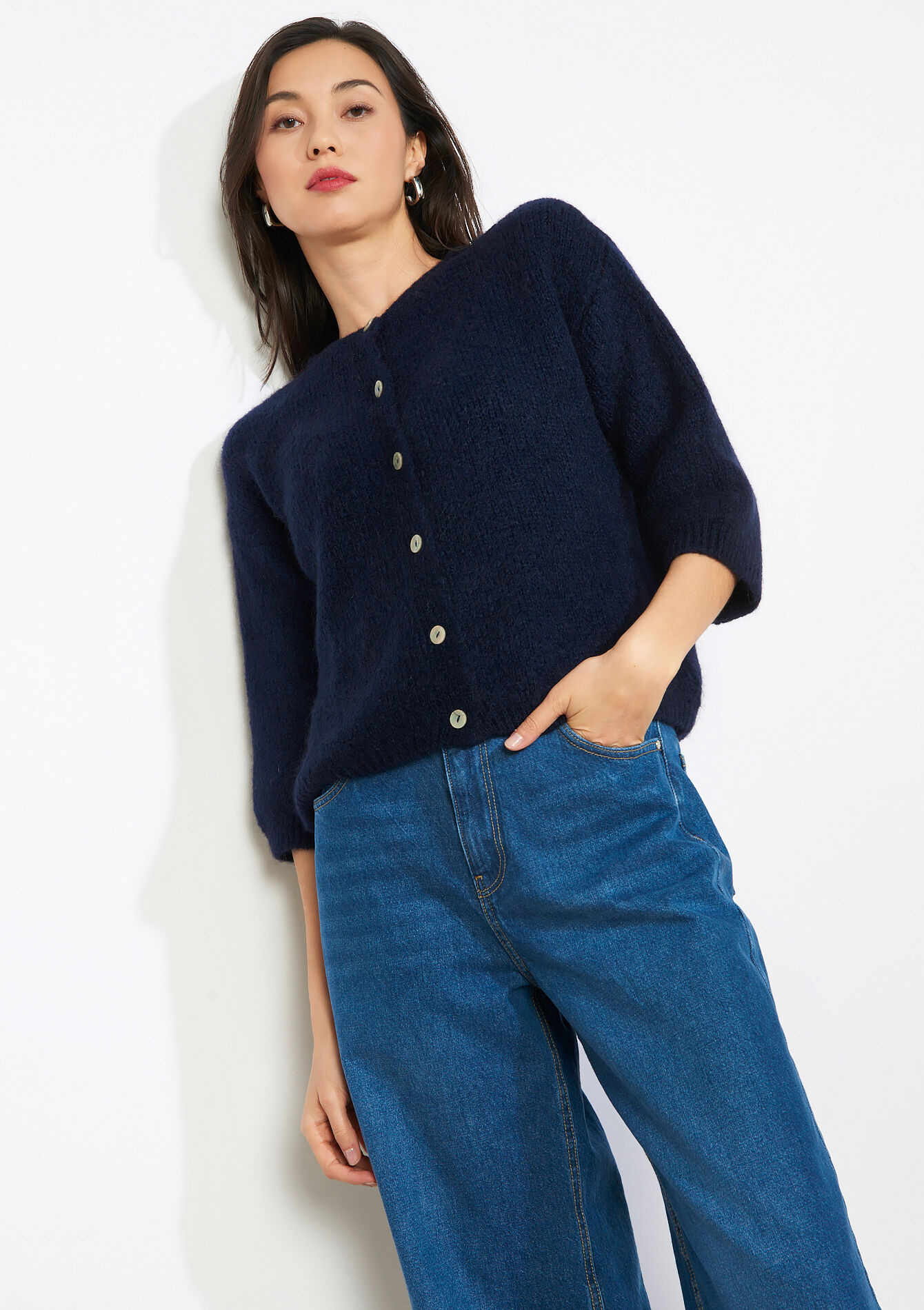 Minimalistisch vest met knopen - NAVY BASIC - 04101446_2723