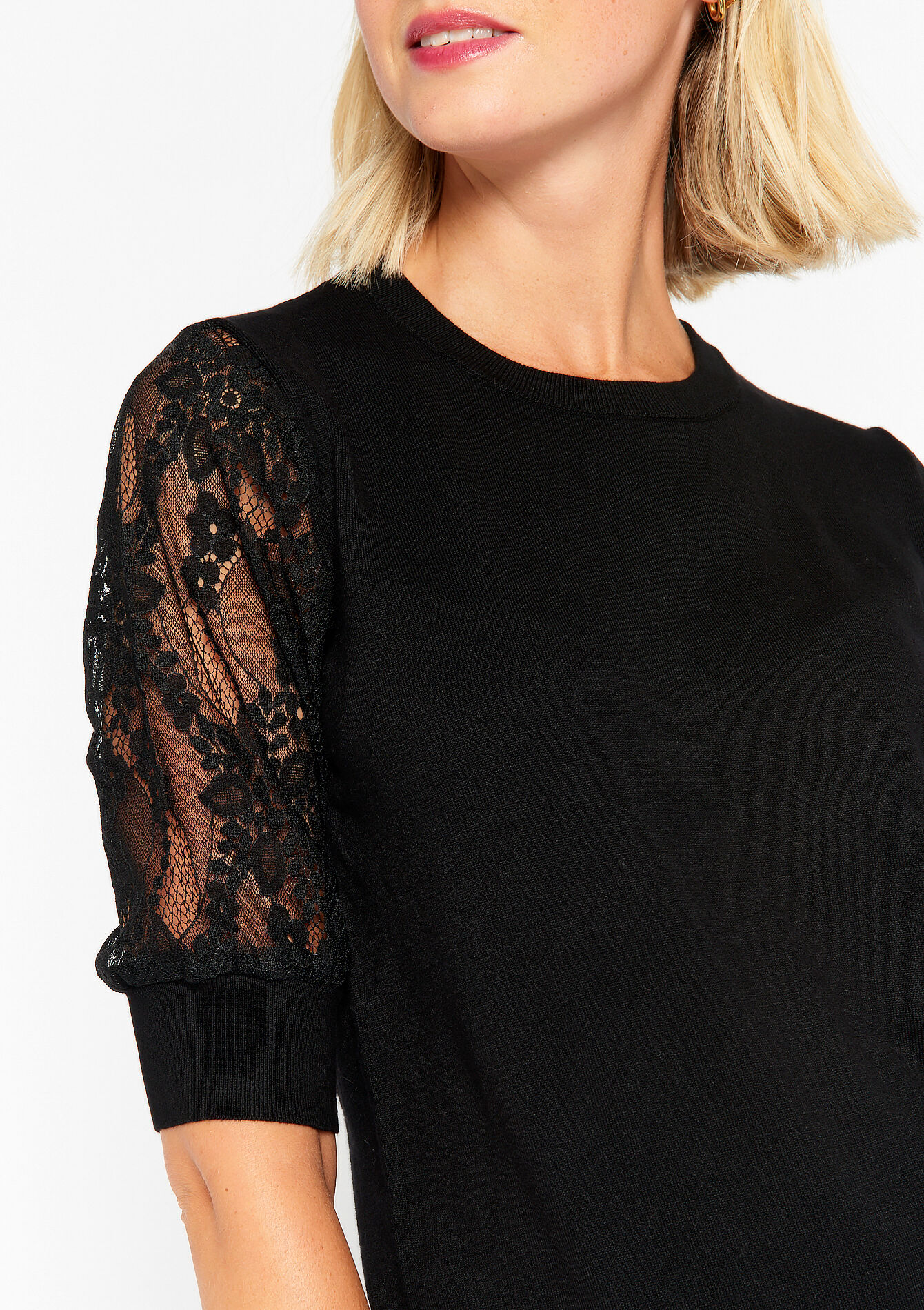 Trui met kant, Trui met kant - BLACK - 04006137_1119