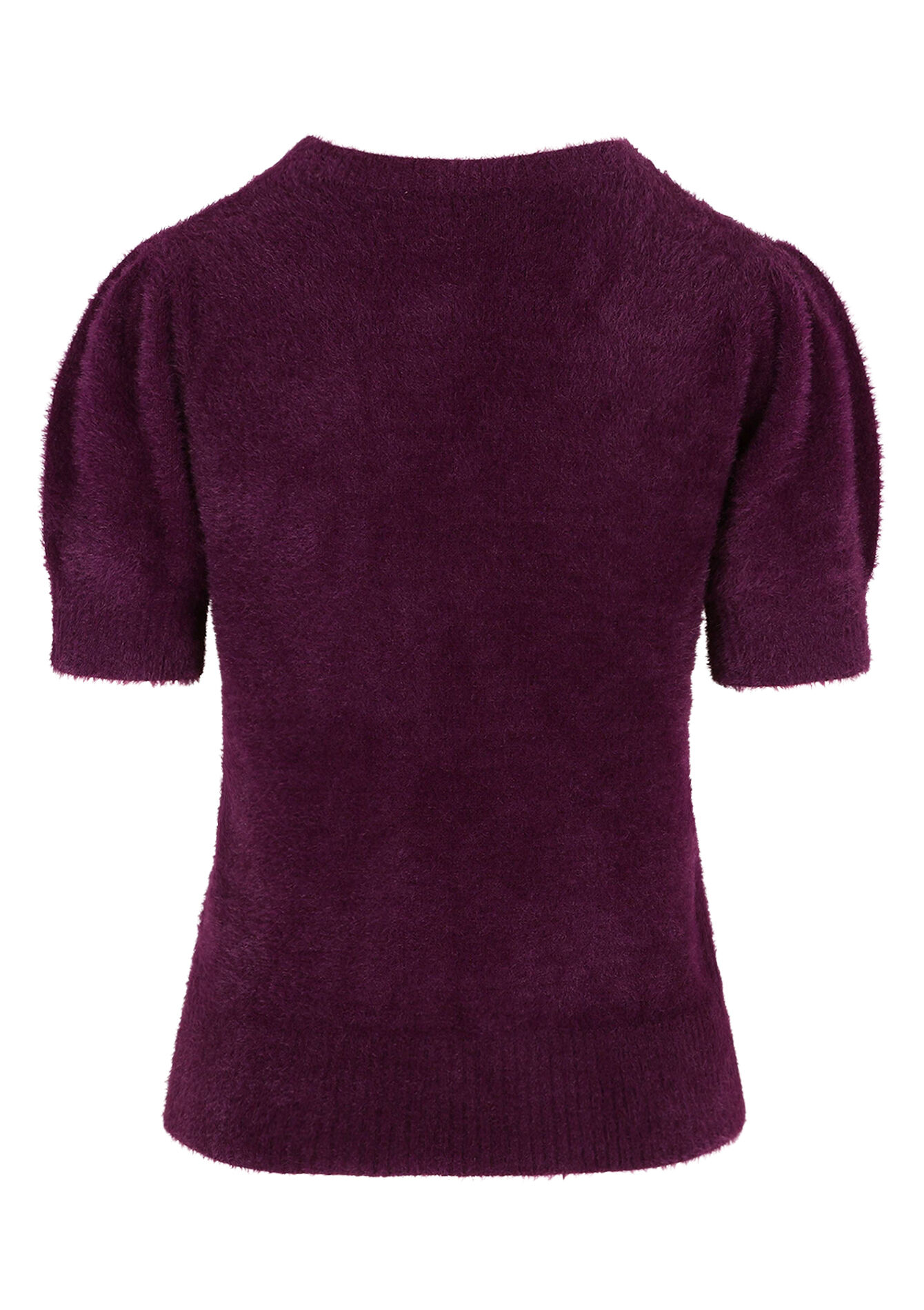 Pluizige trui korte mouwen, Pluizige trui korte mouwen - AUBERGINE - 04006918_1537