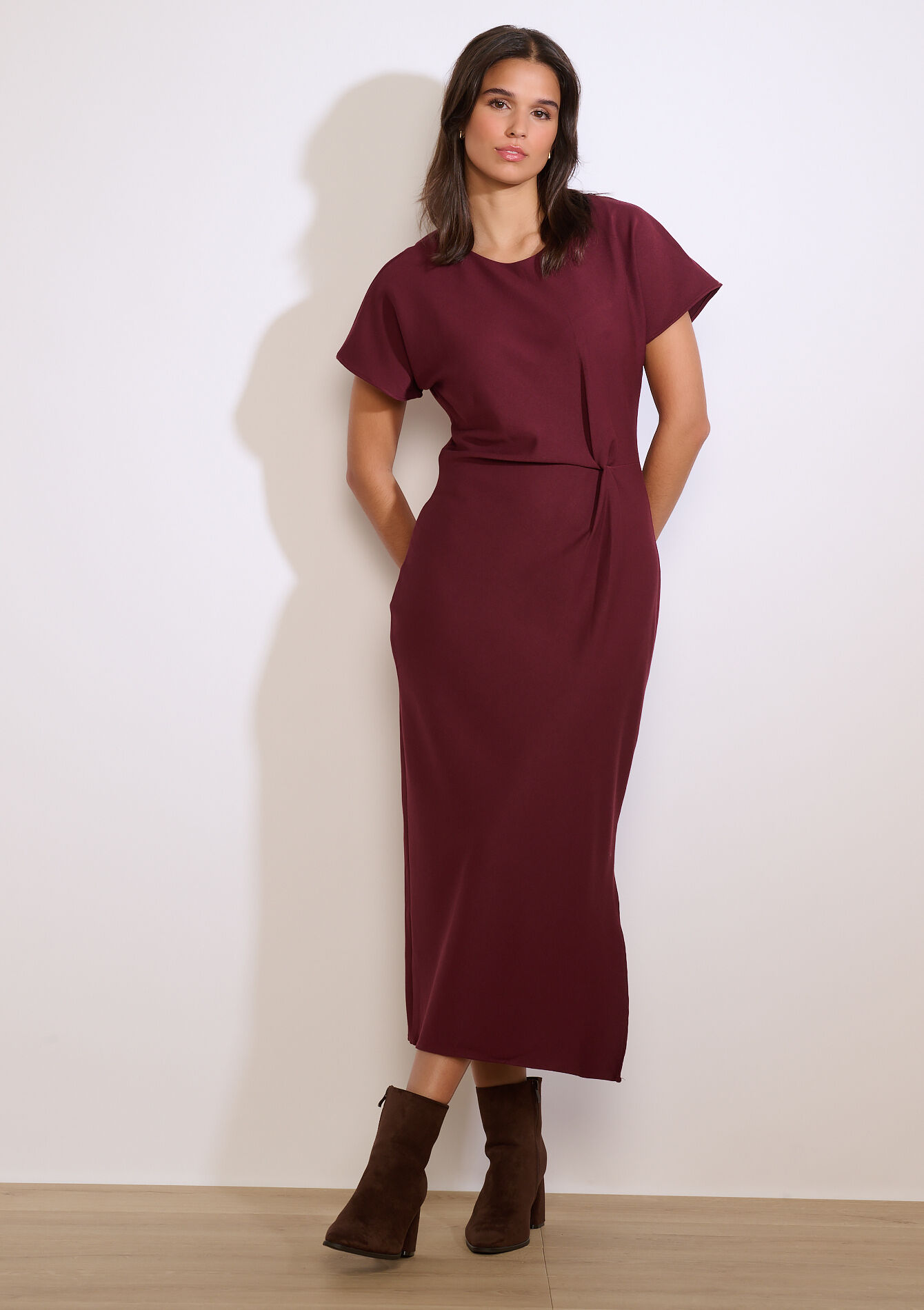 Robe midi bodycon - AUBERGINE - 08104277_1537