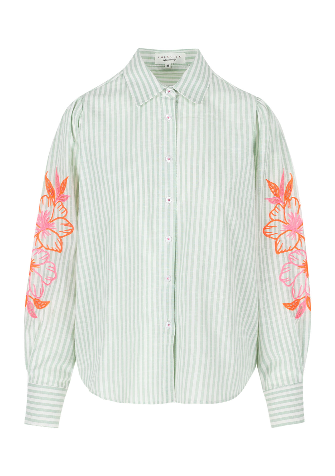 Chemise rayée brodée, Chemise rayée brodée - KHAKI MINT - 05702724_2542