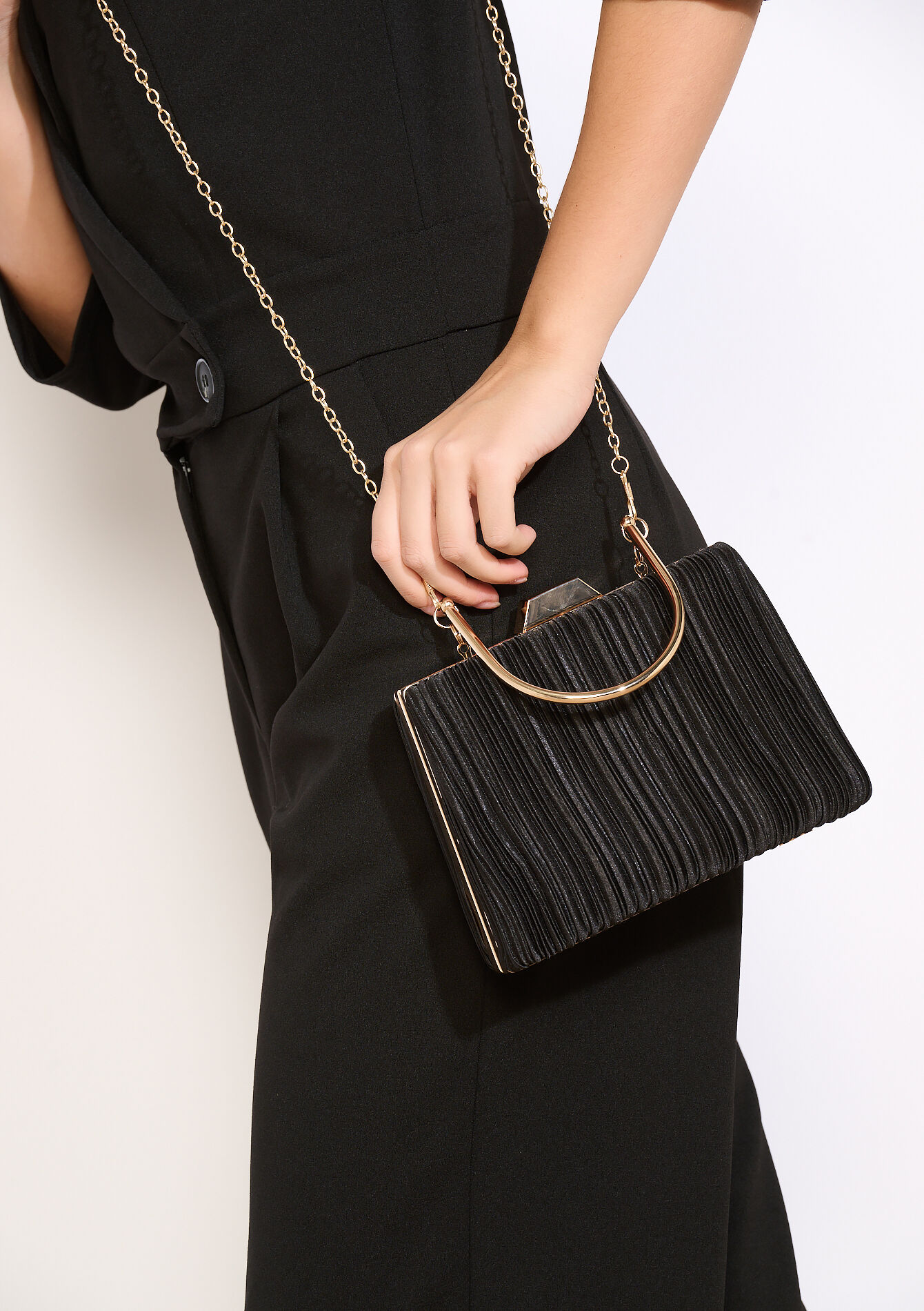 Elegante geplisseerde clutch, Elegante geplisseerde clutch - BLACK - 14001932_1119