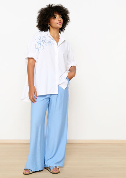 Oversized shirt with embroidery - OPTICAL WHITE - 05702490_1019