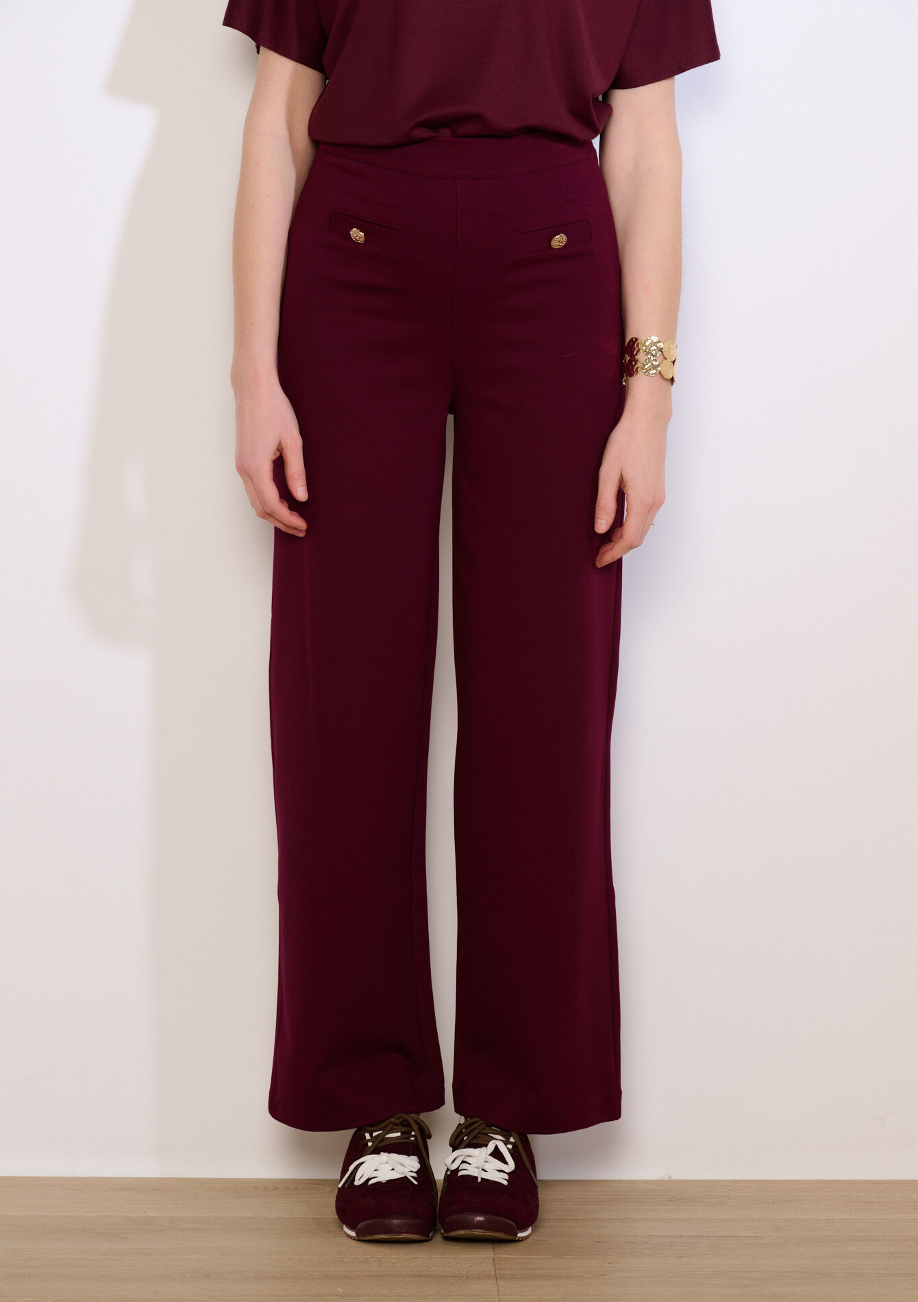 Broek met structuur - AUBERGINE - 06601105_1537