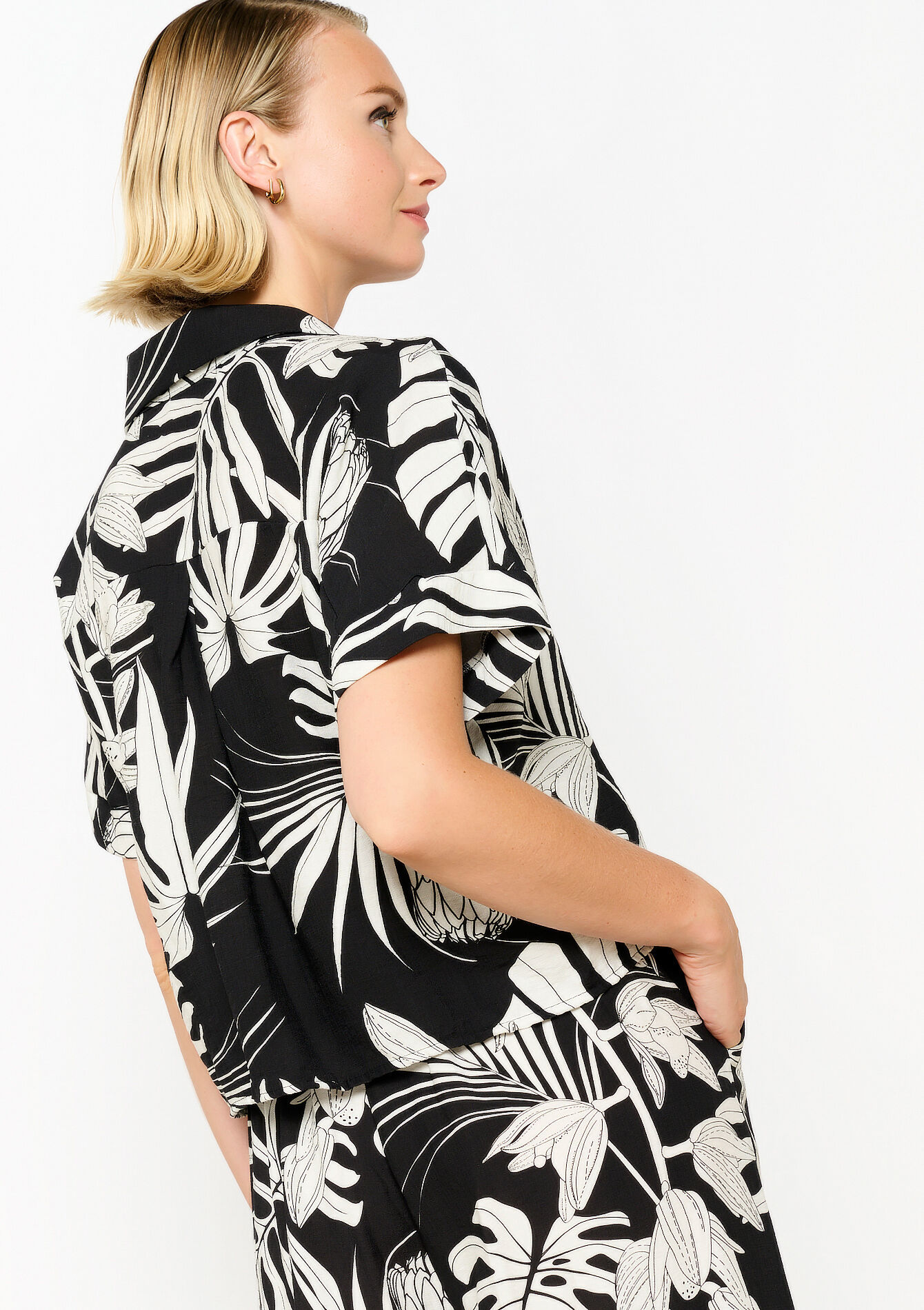 Hemd met tropische print, Hemd met tropische print - BLACK - 05702628_1119