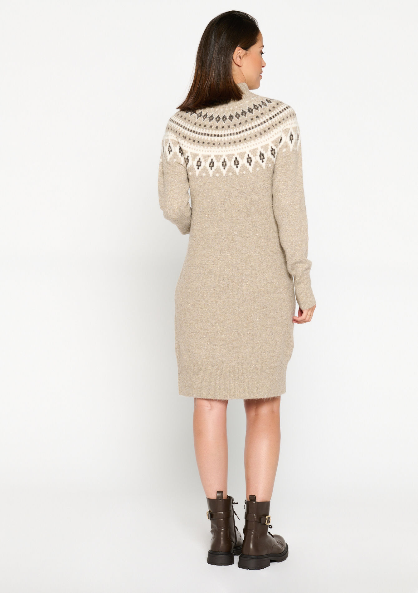 Robe pullover avec jacquard - BEIGE CHINE - 08103277_4025