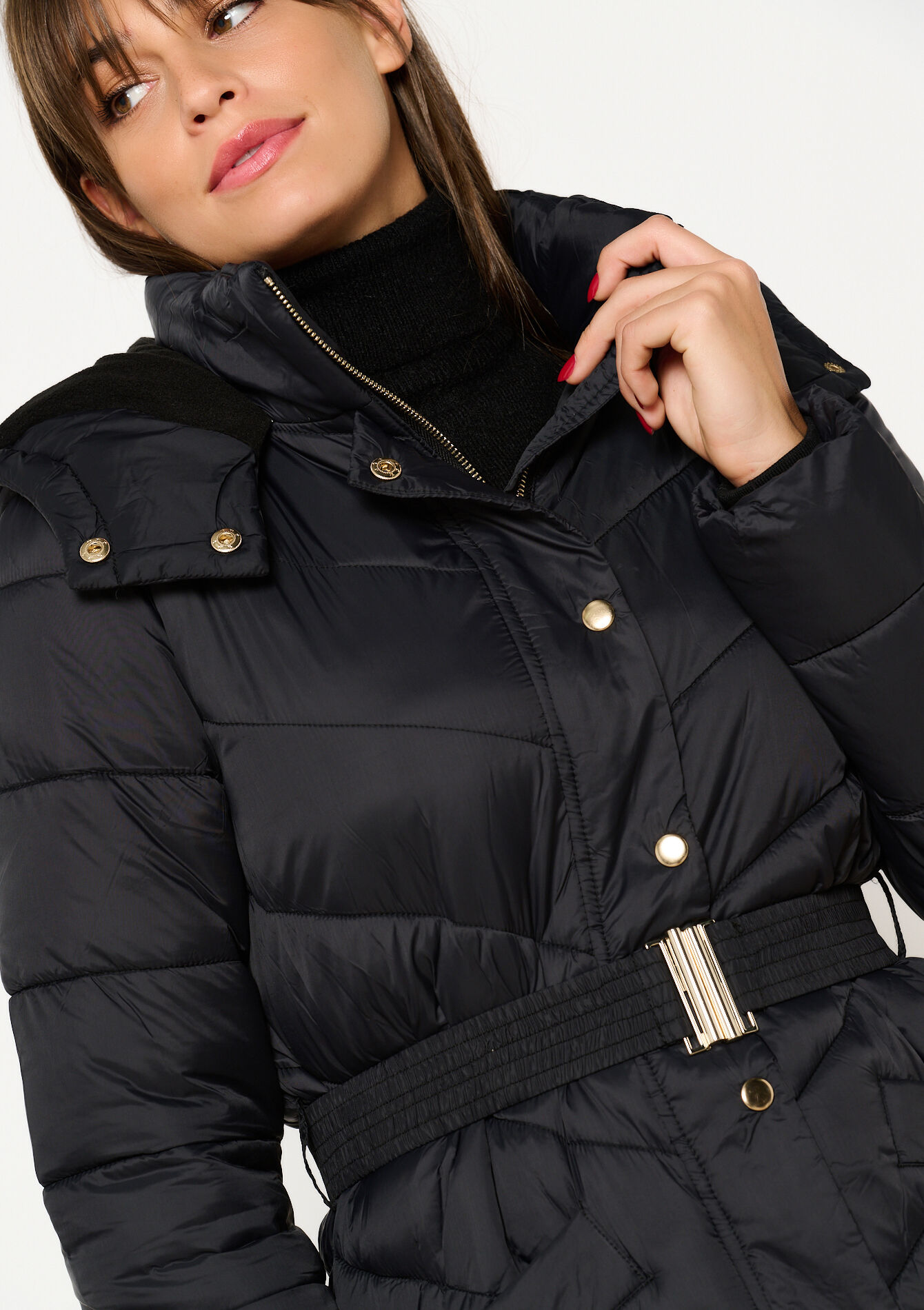 Lange gewatteerde jas, Lange gewatteerde jas - BLACK - 23000687_1119