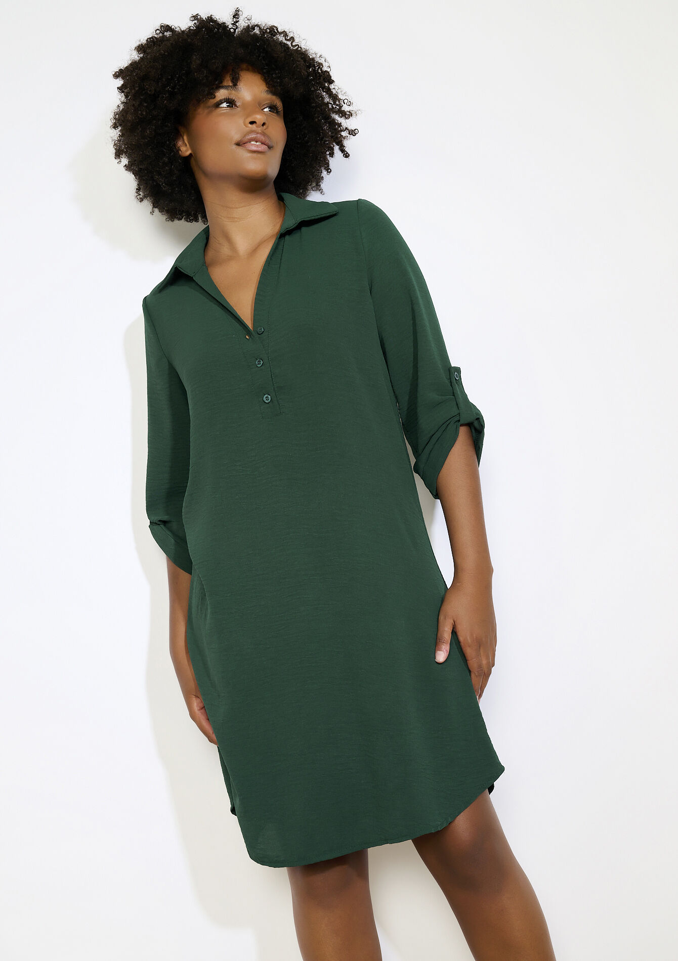 Polojurk met knopen - BOTTLE GREEN - 08104271_1778