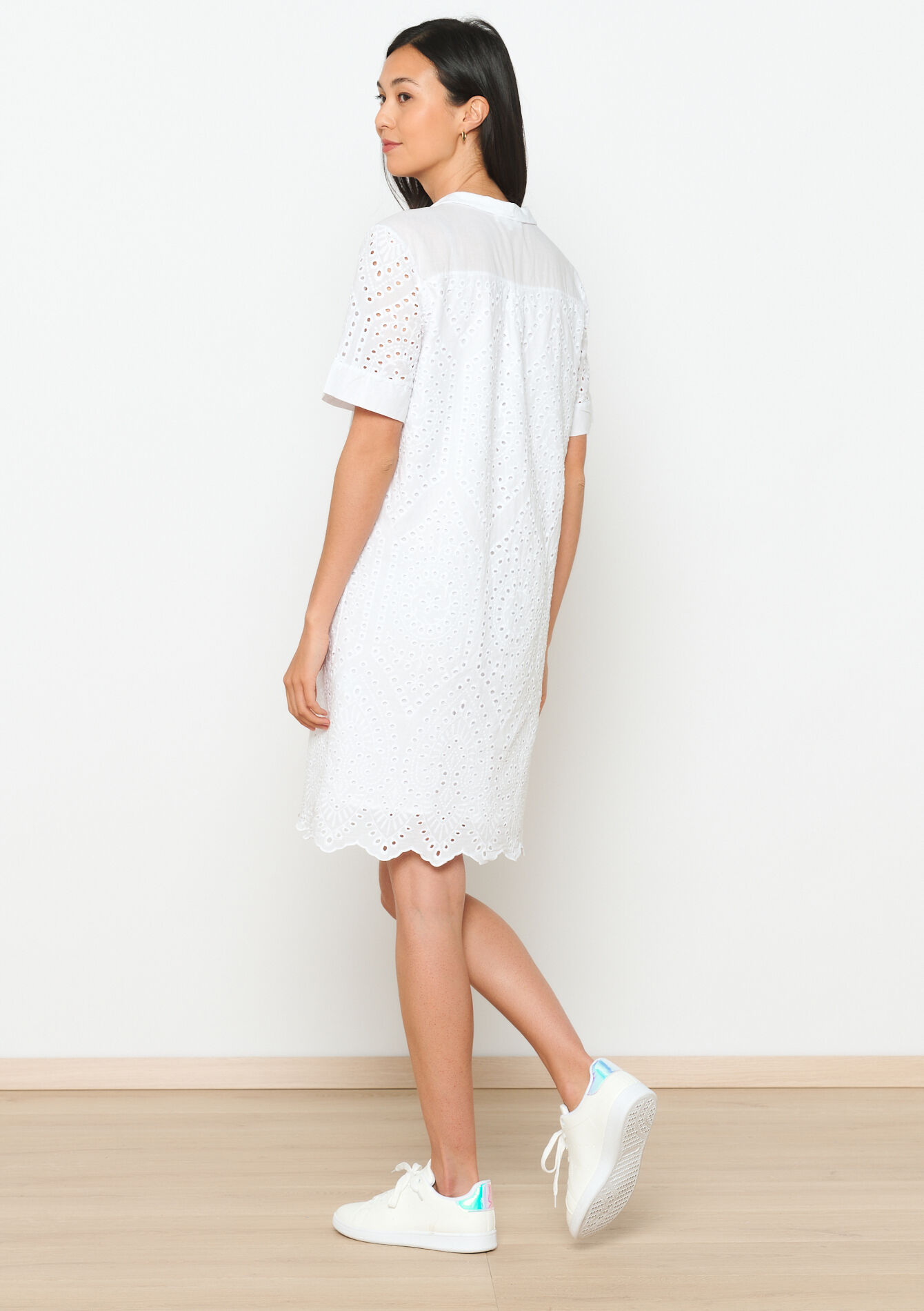 Short dress with broderie anglaise, Short dress with broderie anglaise - OFFWHITE - 08103626