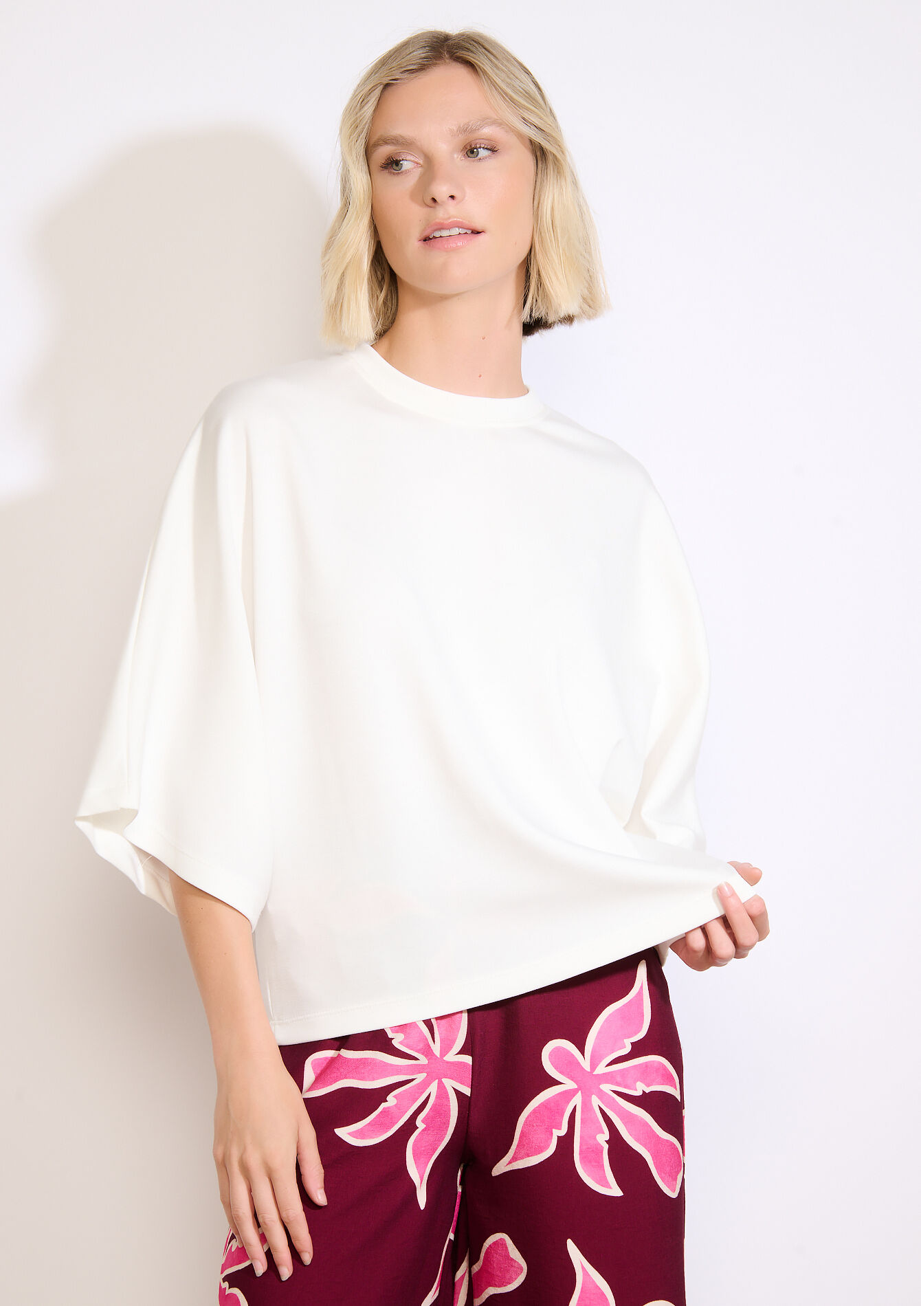 Sweater met wijde mouwen, Sweater met wijde mouwen - OPTICAL WHITE - 03001814_1019