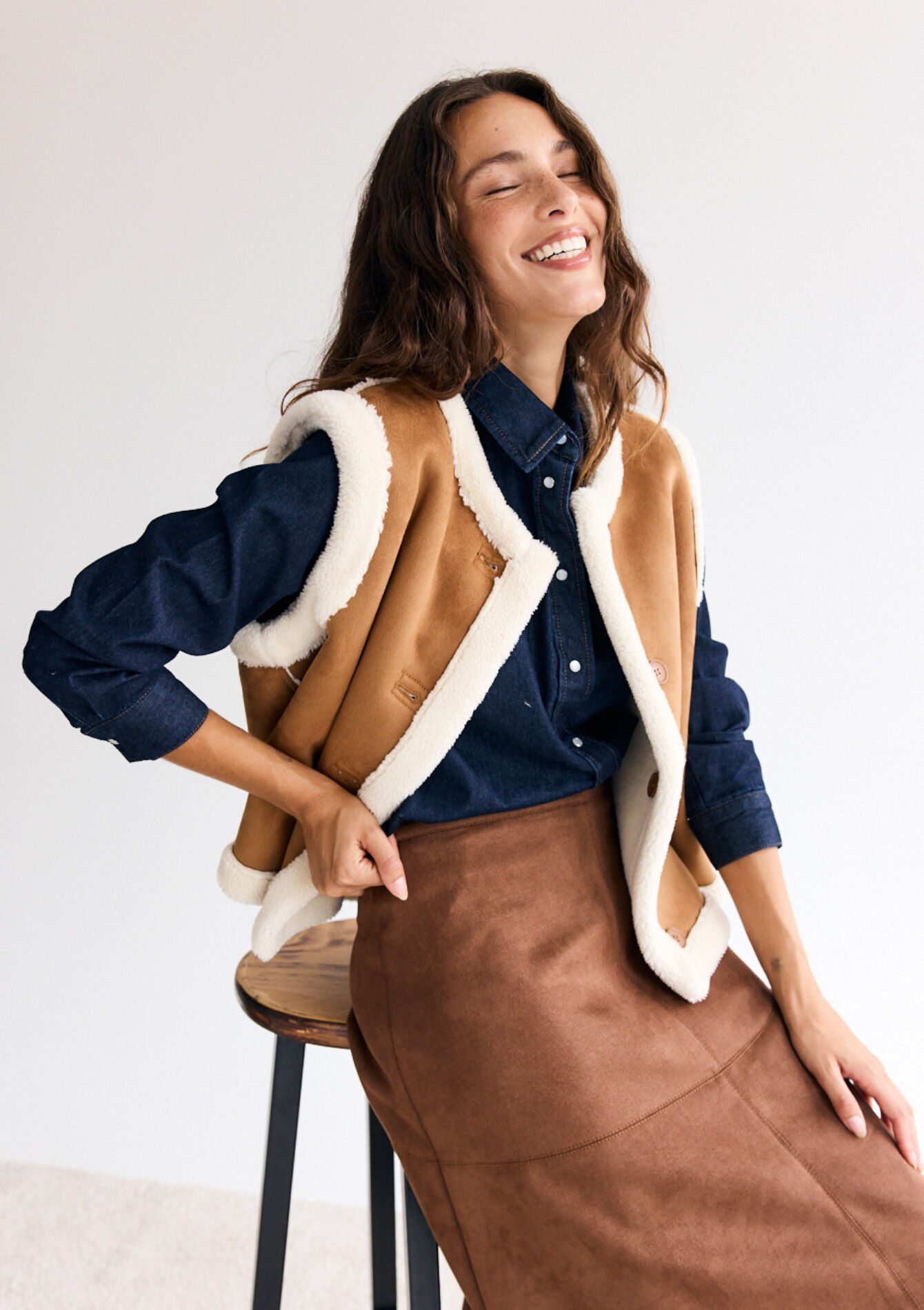 Omkeerbare gevoerde vest, Omkeerbare gevoerde vest - CAMEL BEIGE - 09001470_1132