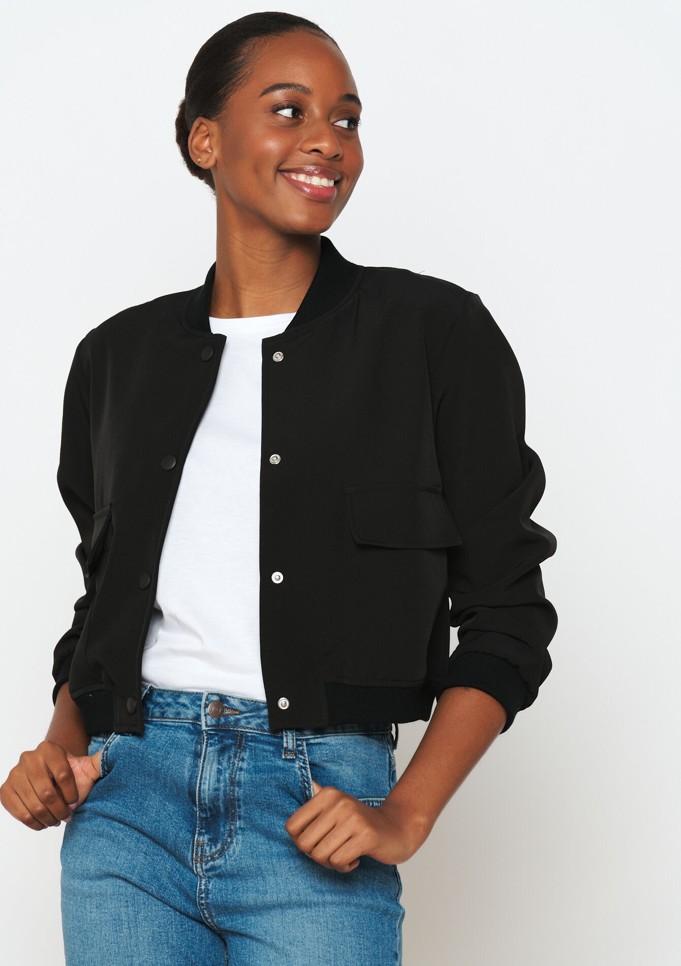Short bomber jacket - BLACK - 09100901_1119
