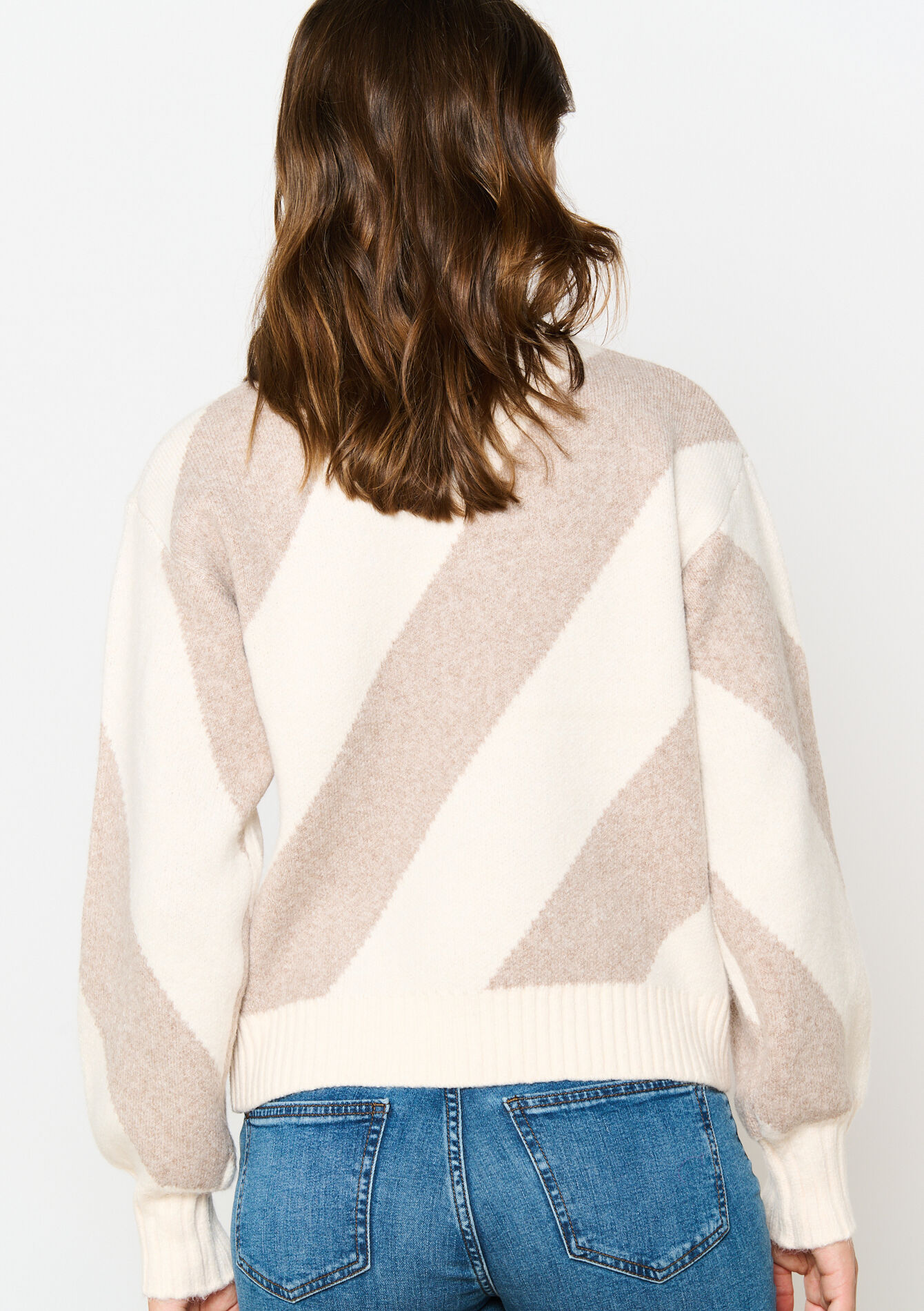 Jacquard pullover with stripes, Jacquard pullover with stripes - LIGHT TAUPE - 1099022