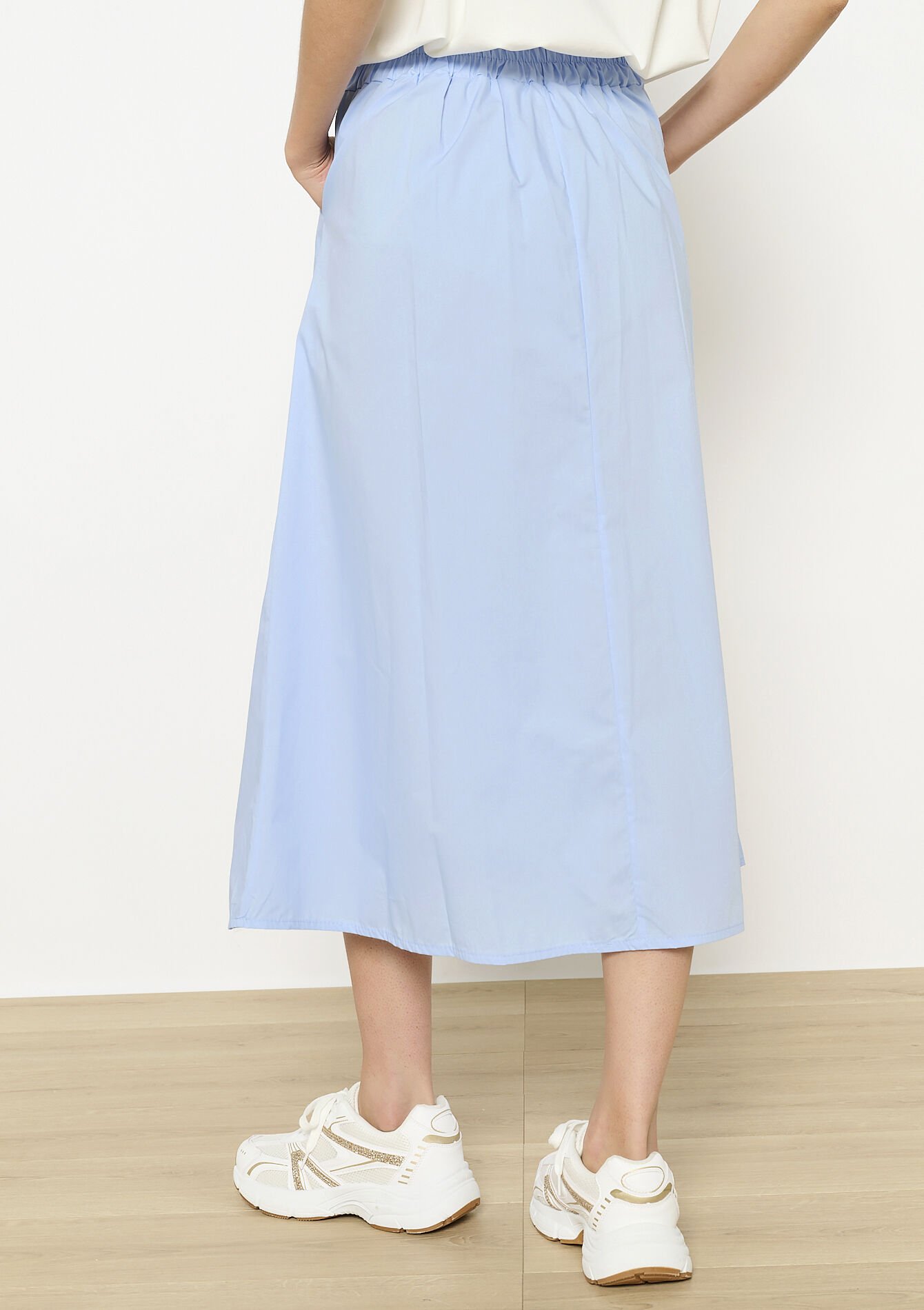 Poplin midi skirt, Poplin midi skirt - BLUE PASTEL - 07101388
