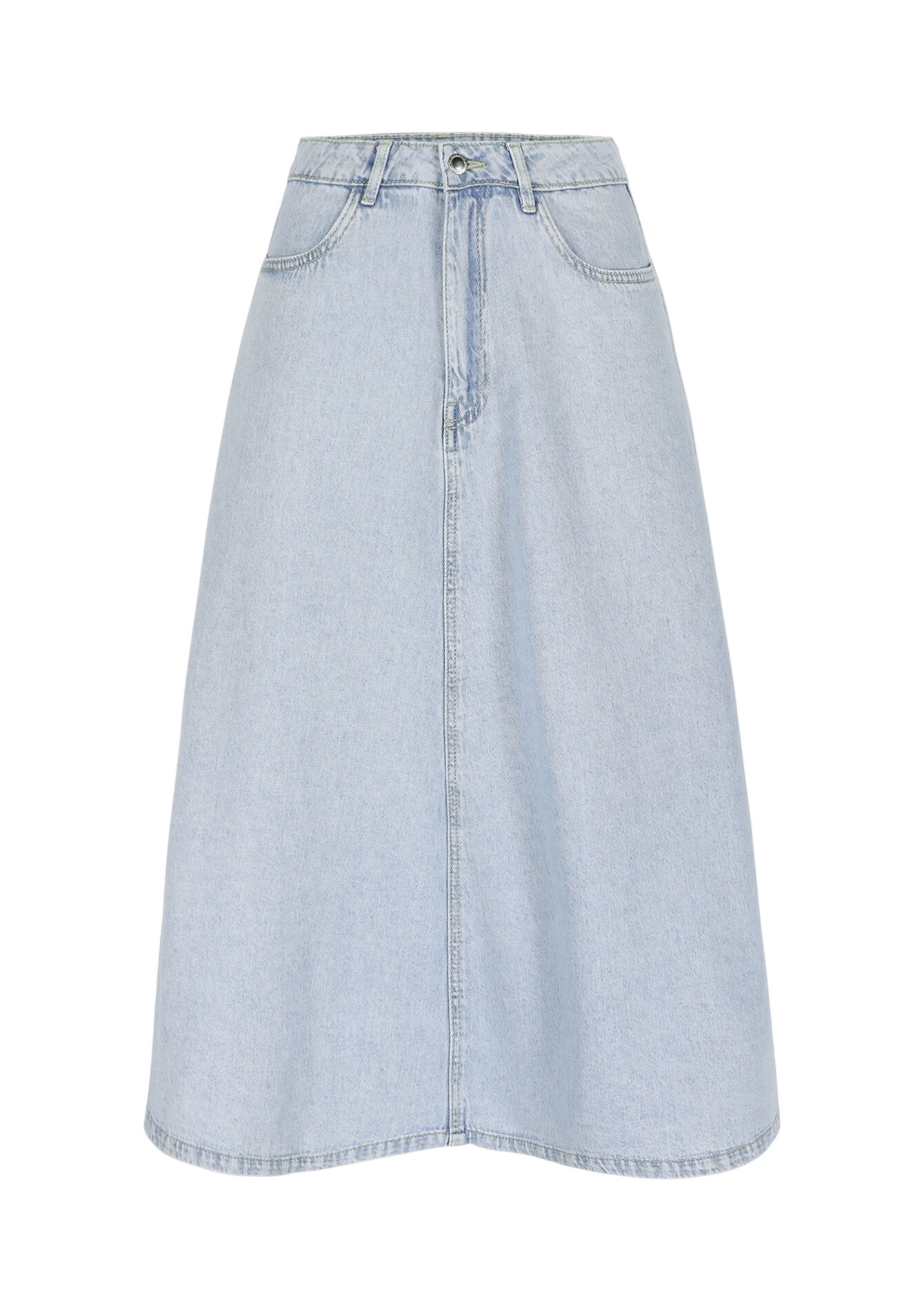 Jupe midi en denim - BLUE BLEACHED - 07101414_0502