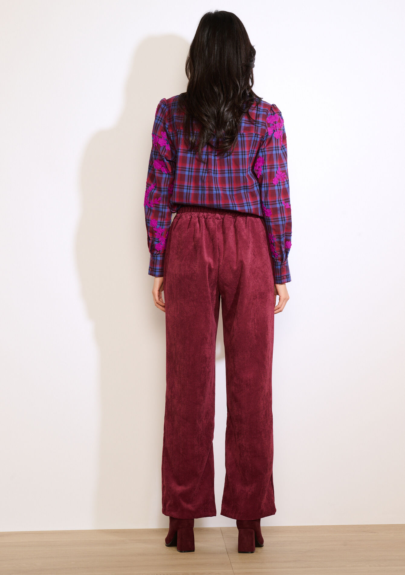 Corduroy straight-leg trousers, Corduroy straight-leg trousers - AUBERGINE - 06601082_1537