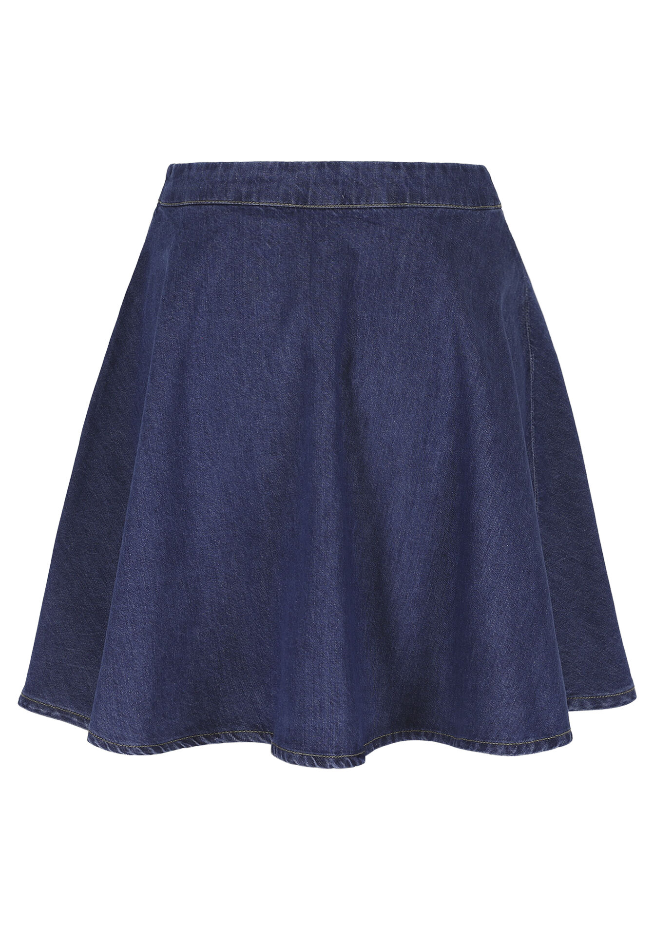 Jupe trapèze en denim - MEDIUM BLUE - 07101481_0500