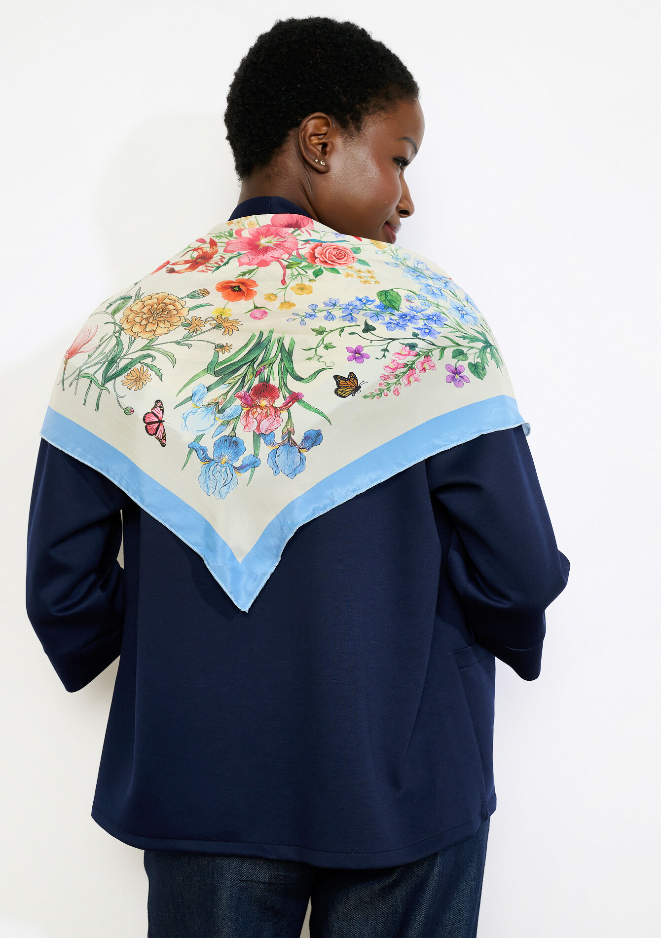 Foulard carré soyeux bijou, Foulard carré soyeux bijou - AQUA BLUE - 17101555_3302