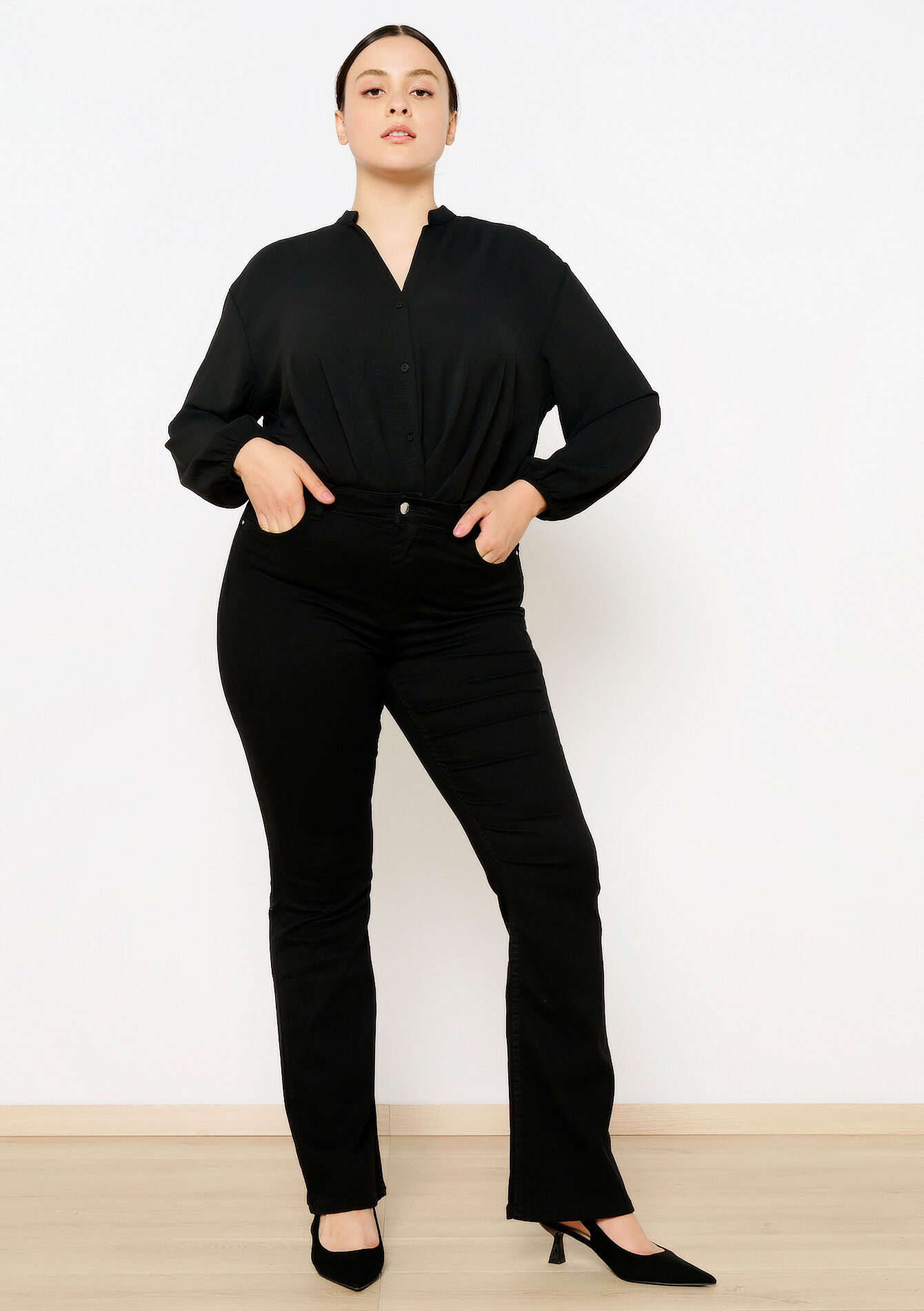 Bootcut jeans met hoge taille, Bootcut jeans met hoge taille - BLACK - 22000541_1119