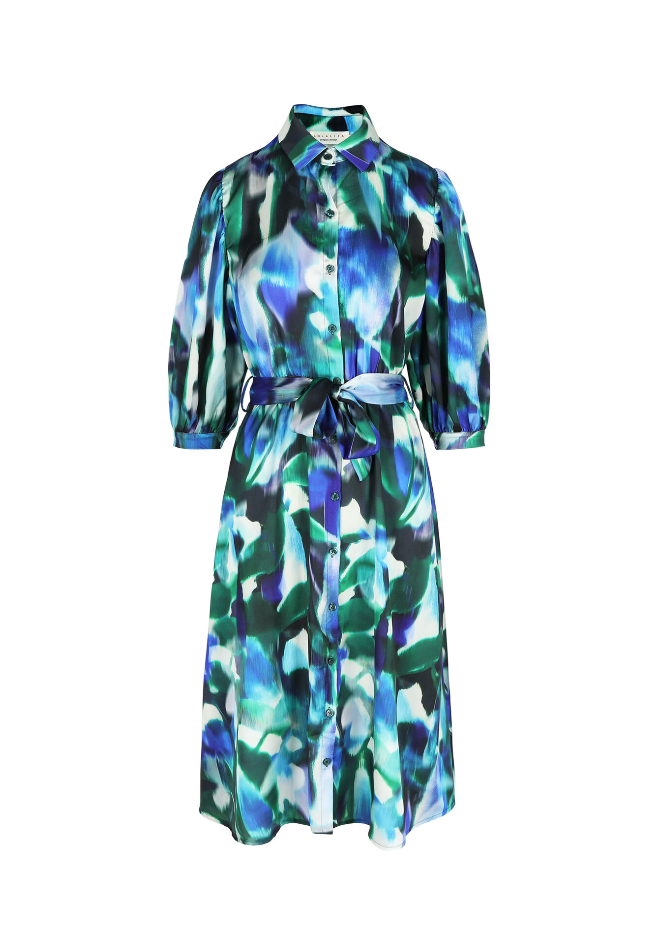 Hemdjurk met blurry print, Hemdjurk met blurry print - BLUE FAIENCE - 08602306_1584