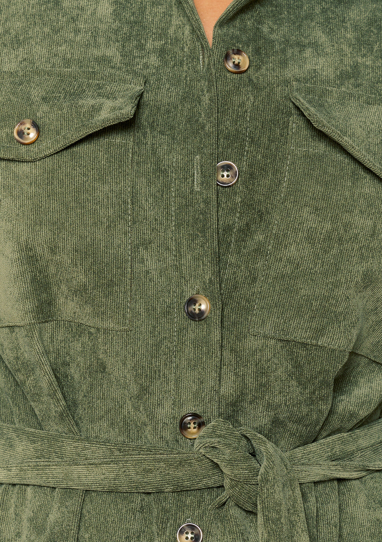 Corduroy shirt dress, Corduroy shirt dress - KHAKI MILD - 08103875_4318