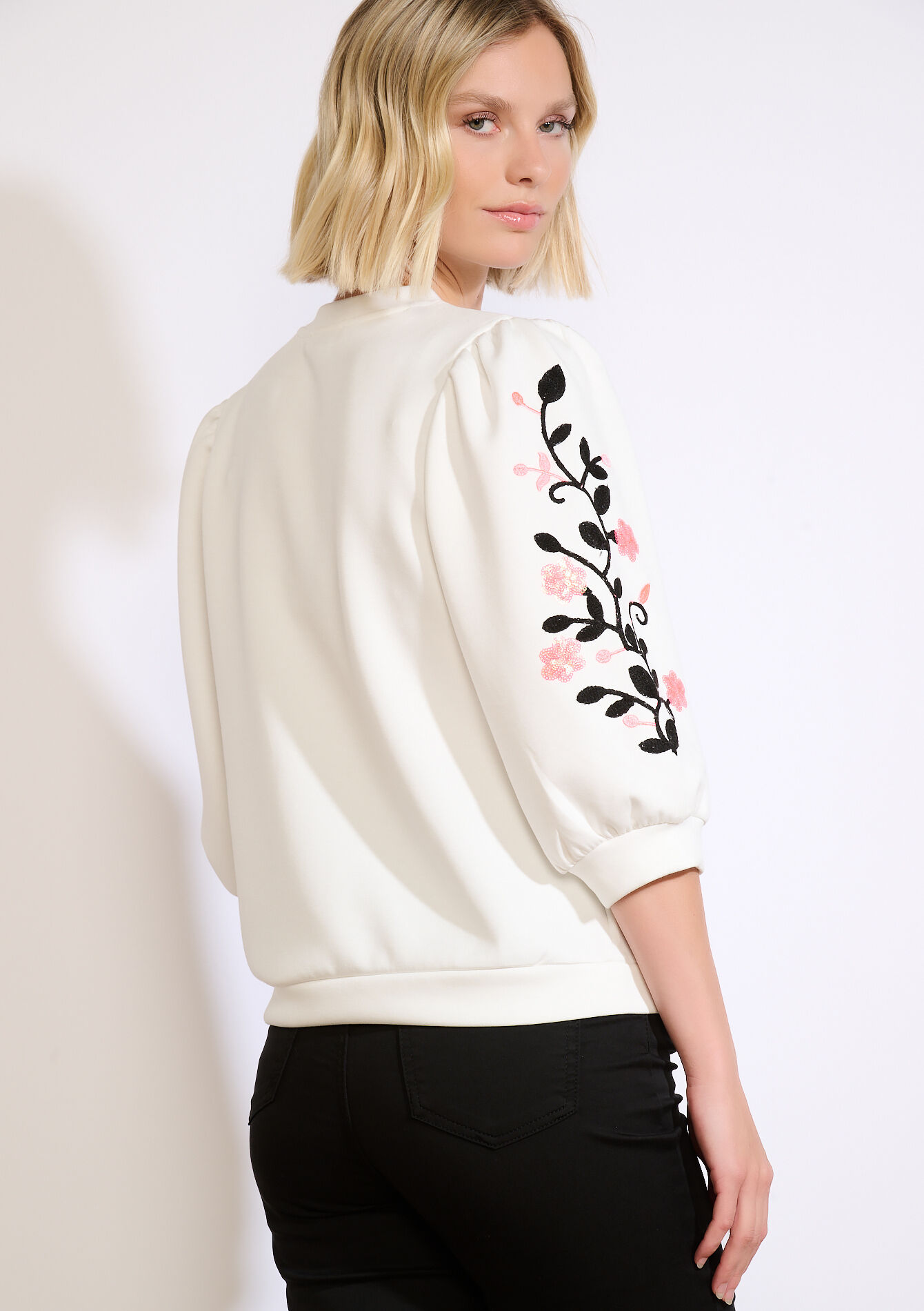 Embroidered sequin sweatshirt - OFFWHITE - 03001804
