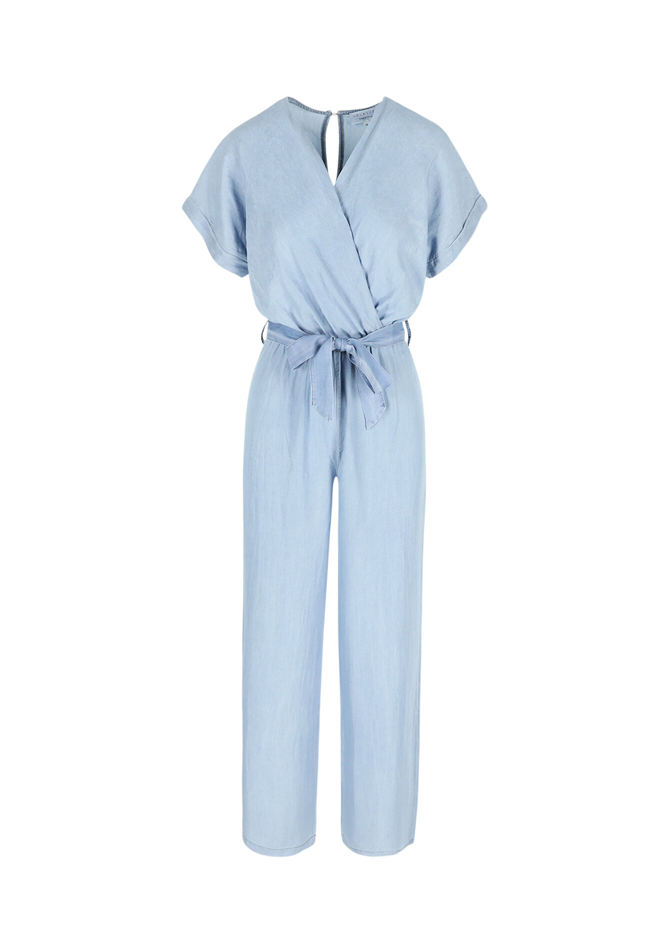 Belted wide-leg jumpsuit, Belted wide-leg jumpsuit - BLUE BLEACHED - 06004630_0502