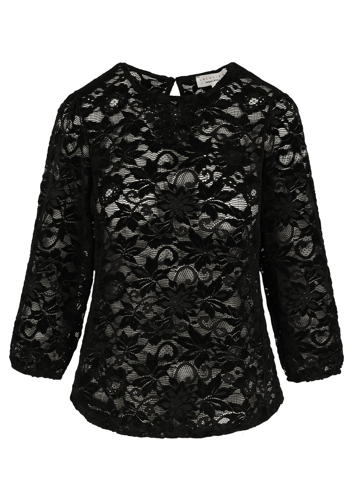 Haut dentelle manche 3/4, Haut dentelle manche 3/4 - BLACK - 02301923_1119