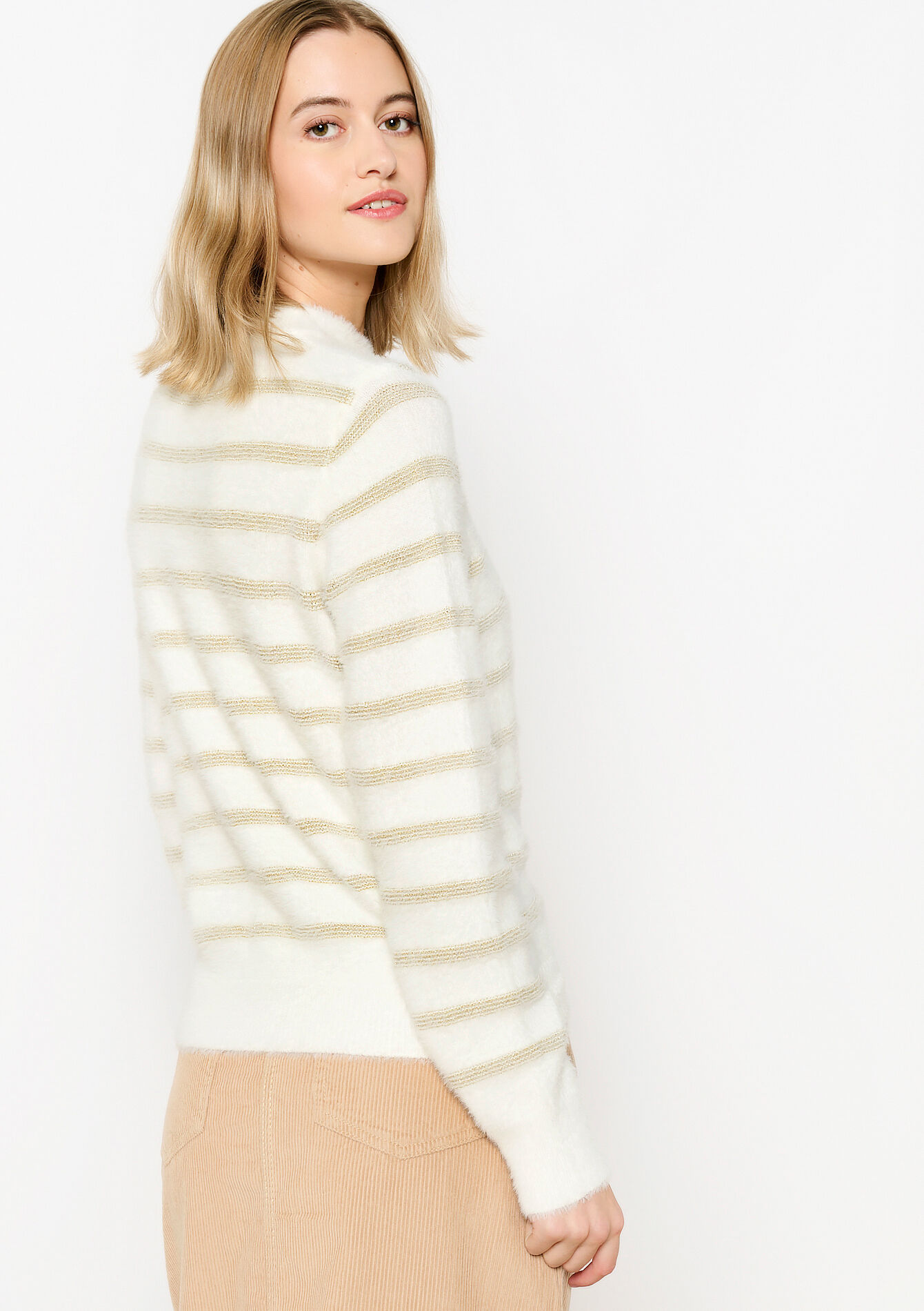 Striped eyelash sweater, Striped eyelash sweater - VANILLA WHITE - 04006532_1013