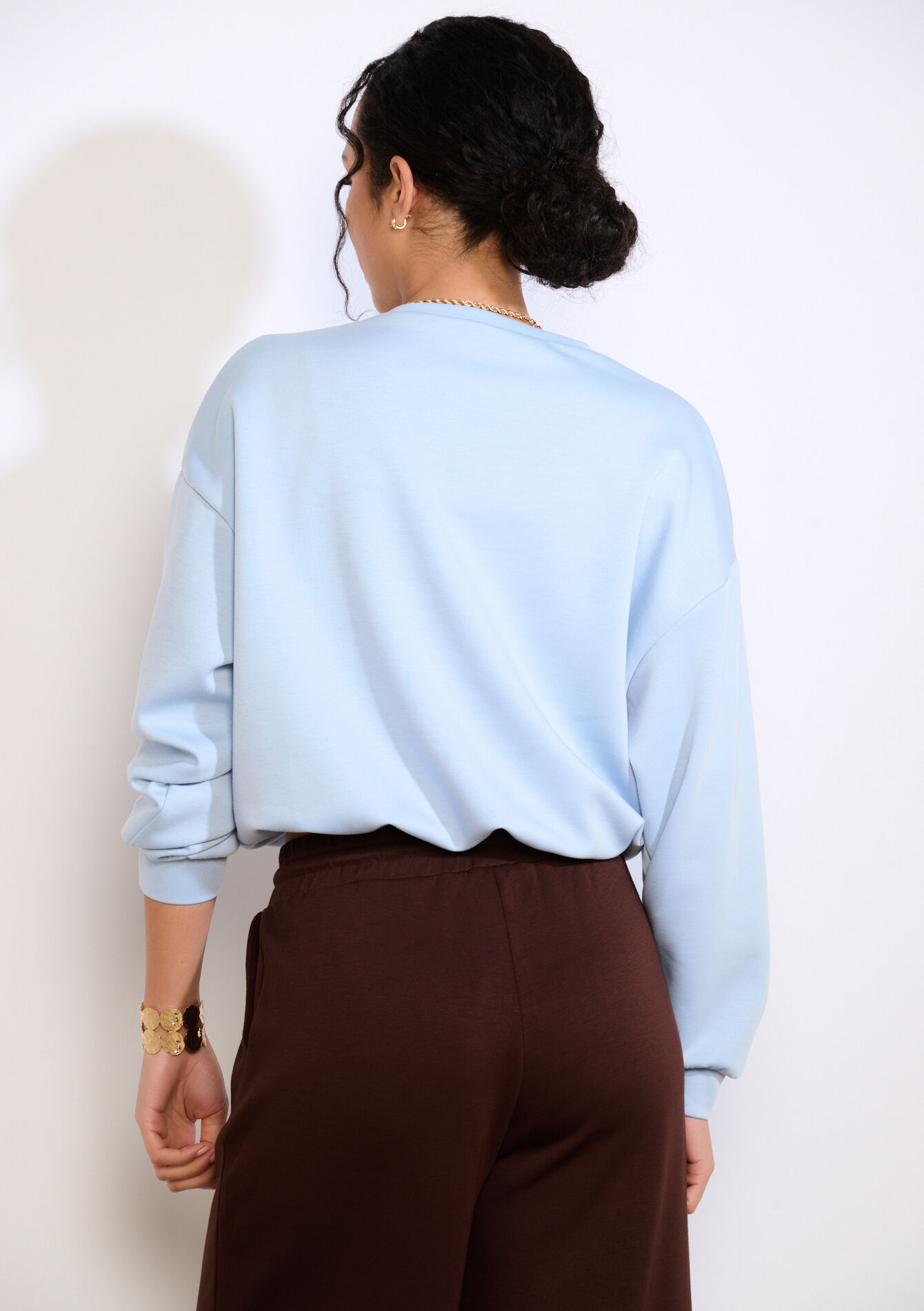 Oversized sweatshirt - BLUE PASTEL - 15100427_3003