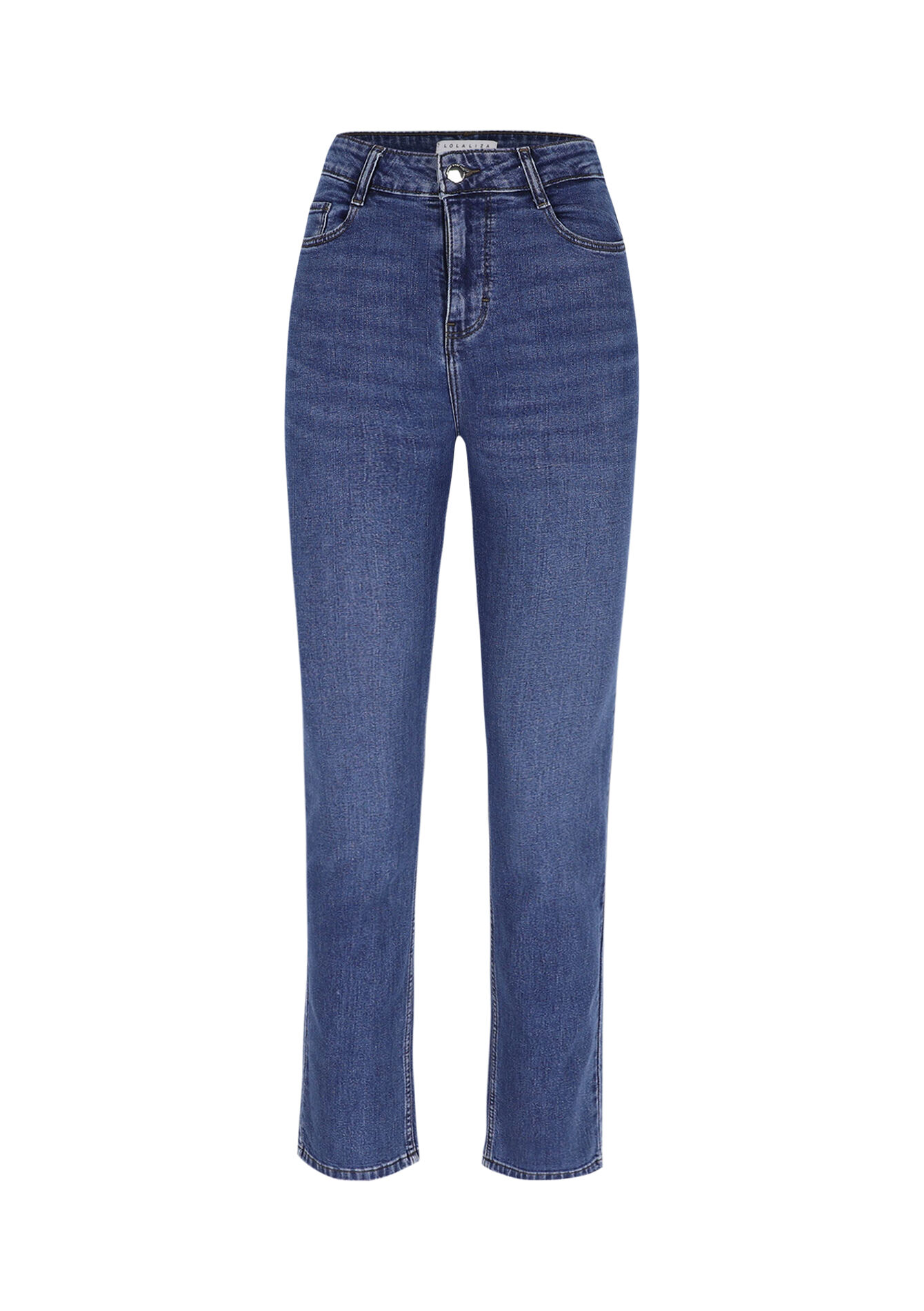 Rechte jeans met hoge taille, Rechte jeans met hoge taille - MEDIUM BLUE - 22000597_0500