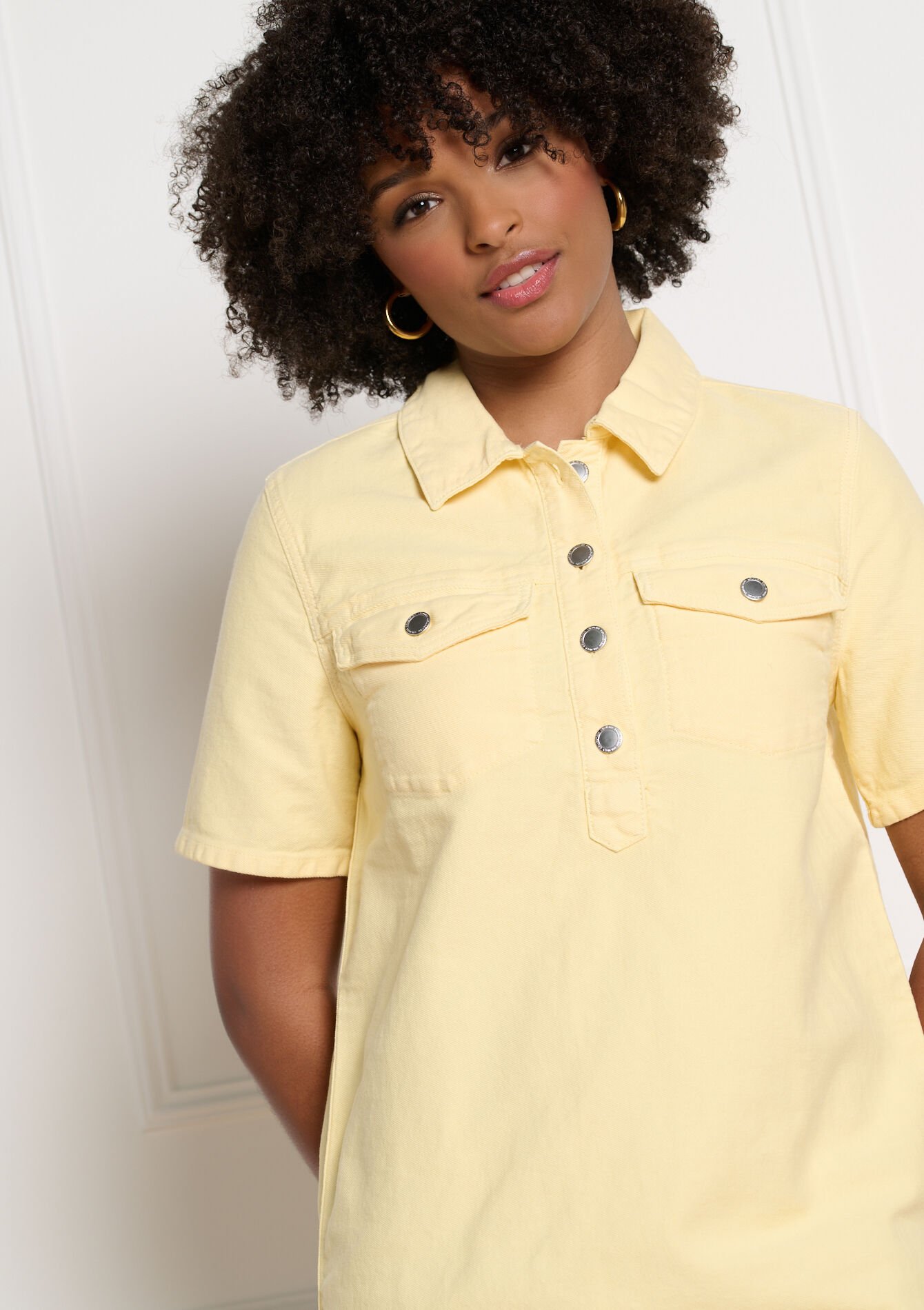 Jurk met broderie anglaise - YELLOW PASTEL - 08104296_5004