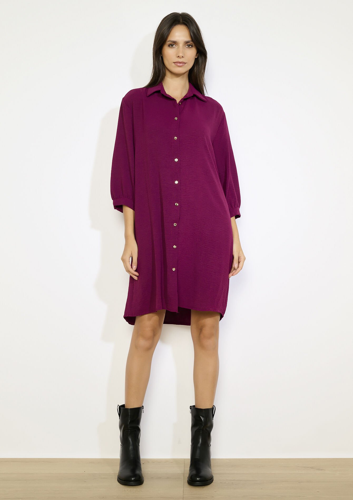 Oversized overhemdjurk, Oversized overhemdjurk - AUBERGINE - 08104338_1537