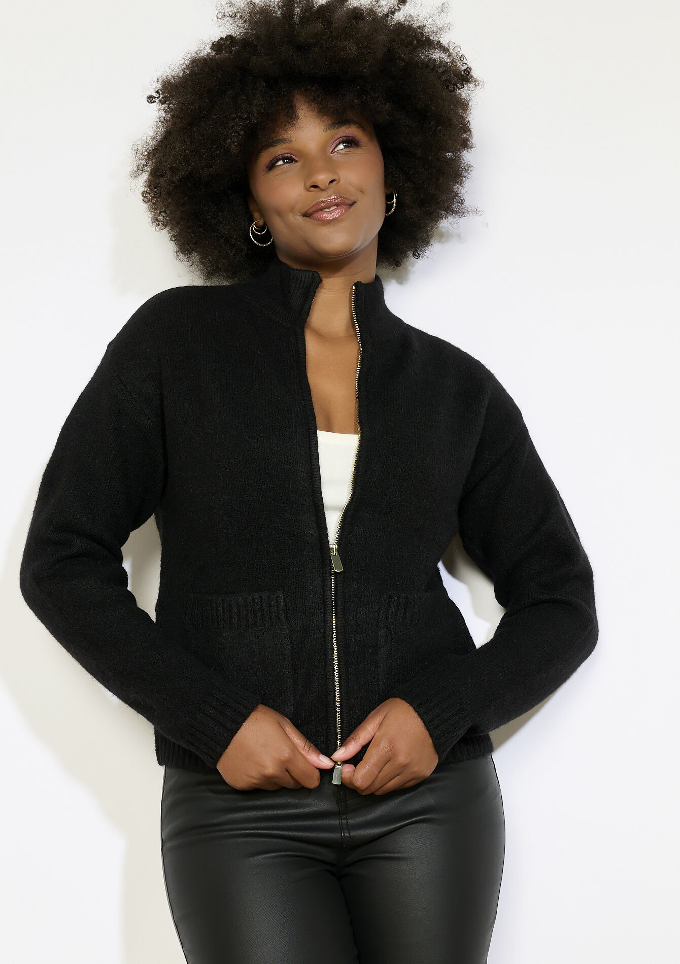 Gilet zippé à col montant, Gilet zippé à col montant - BLACK - 04101312_1119