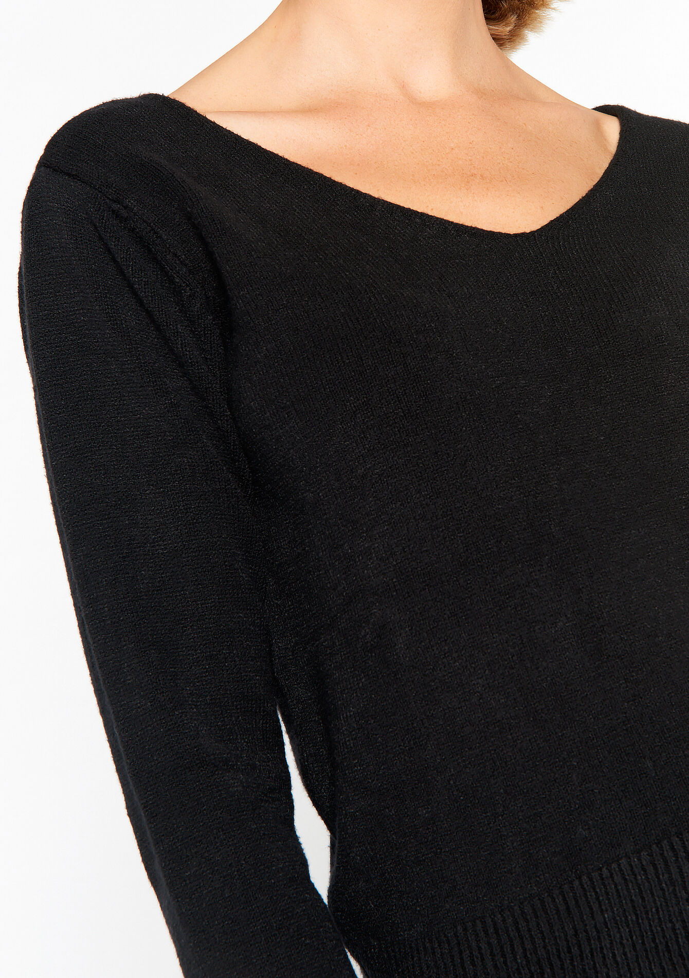 Pullover col en V, Pullover col en V - BLACK - 04006314_1119