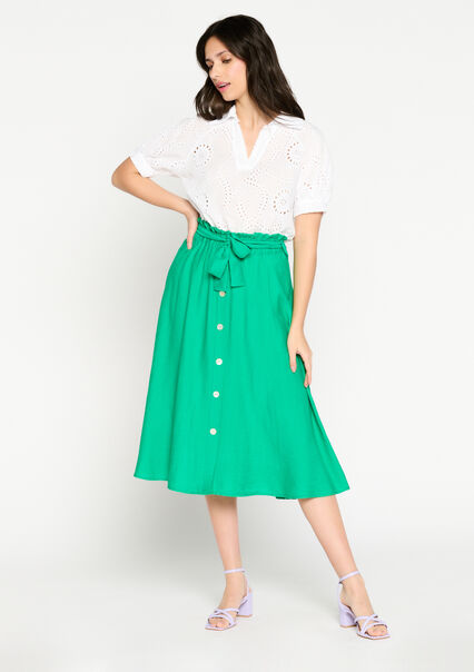 Midi skirt with buttons - GREEN APPLE  - 07101113_1783