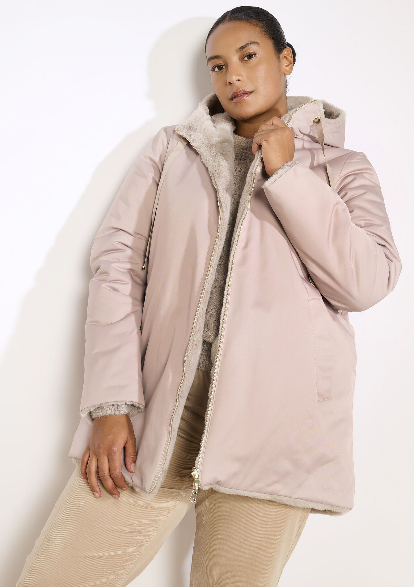 Reversible parka met capuchon, Reversible parka met capuchon - LIGHT TAUPE - 23000773_2572
