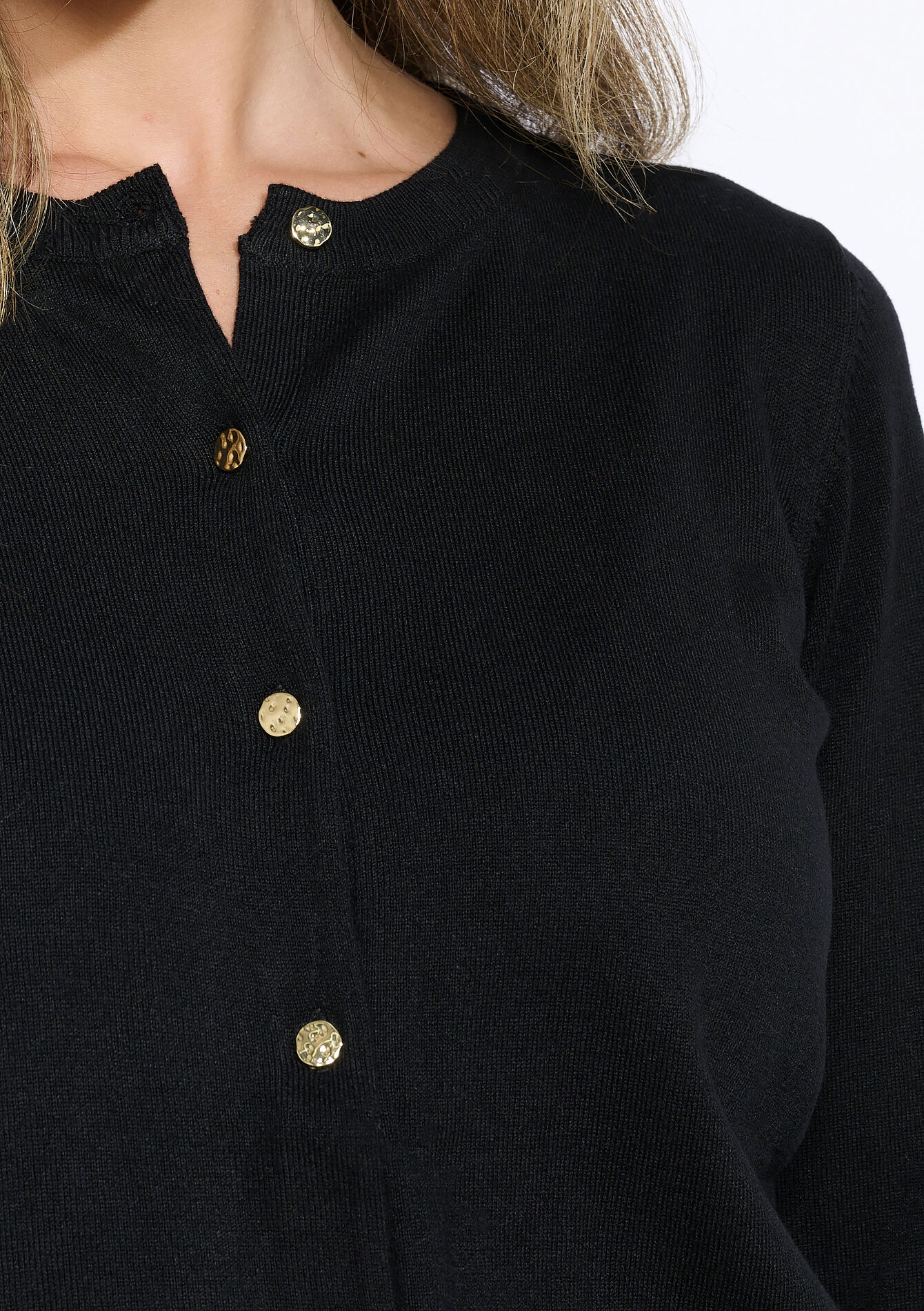 Klassiek gebreid vestje, Klassiek gebreid vestje - BLACK - 04101275_1119