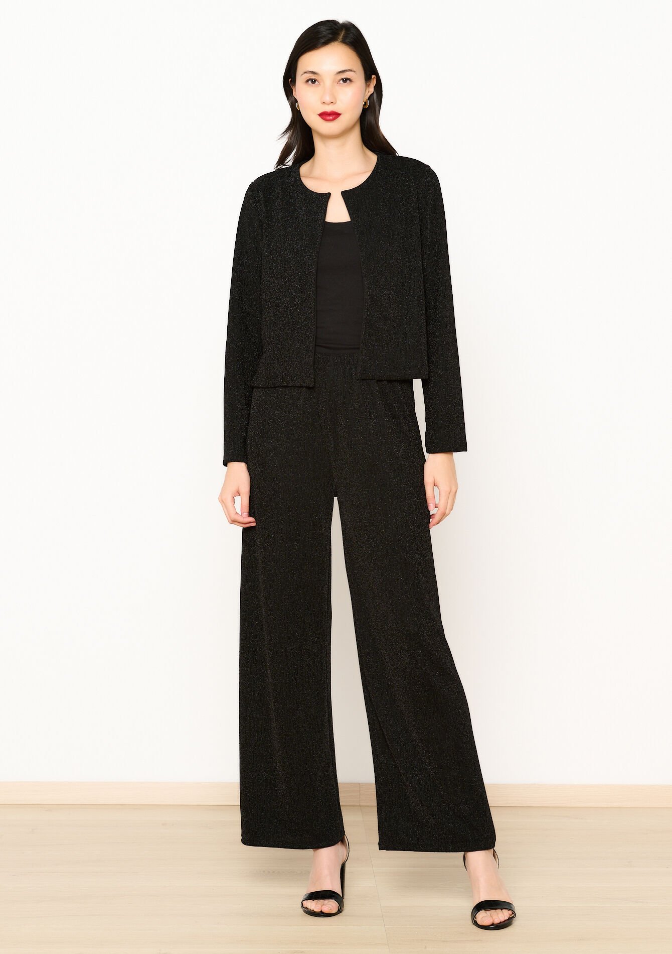 Pantalon met lurex, Pantalon met lurex - BLACK - 06600939_1119