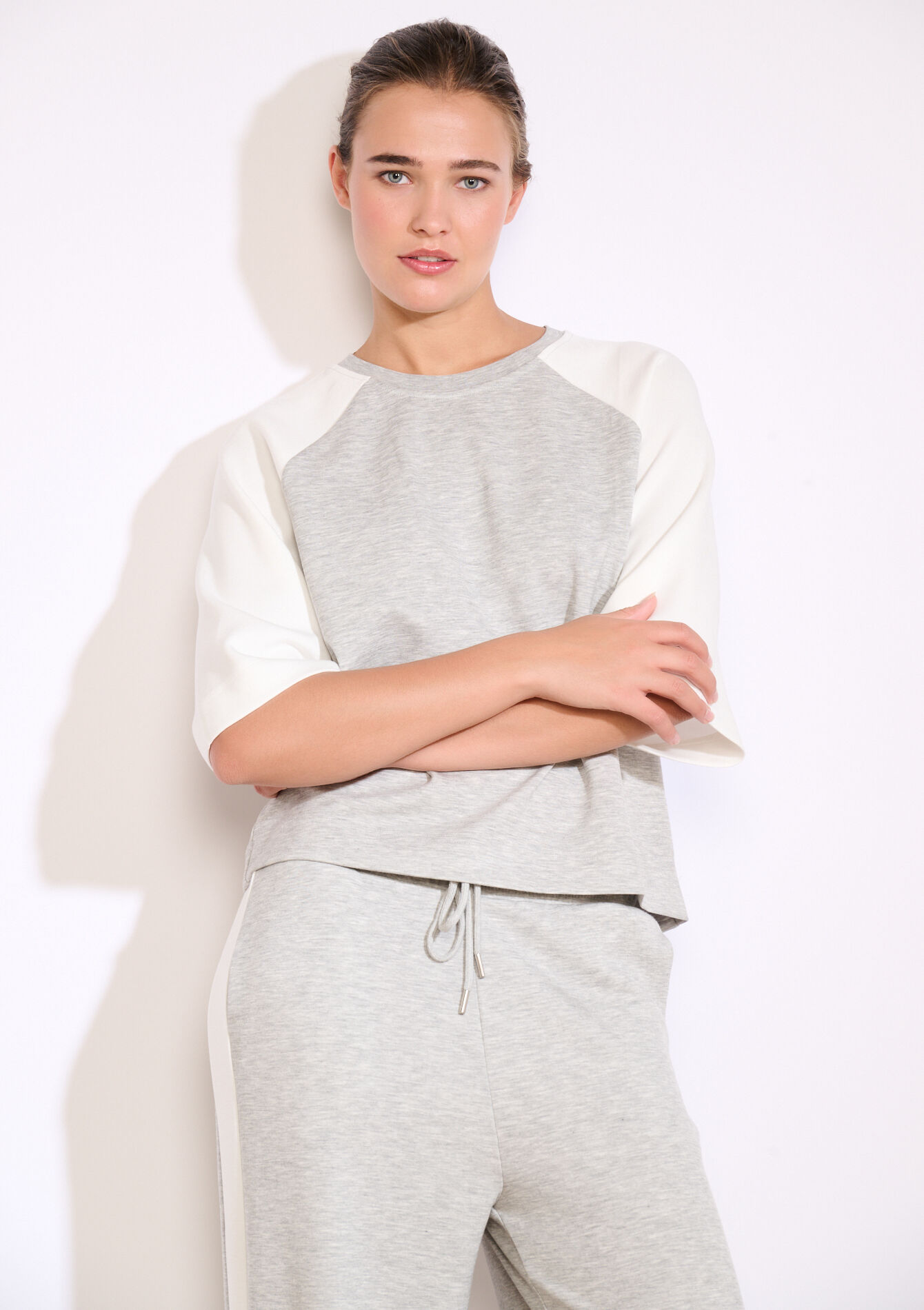 Sweat oversize bicolore - LIGHT GREY MEL - 15100375_1061