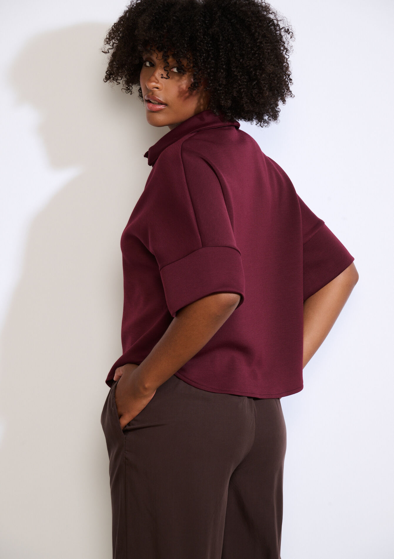 Chemise boutonnée ample - BORDEAU WINE - 02301896_1467