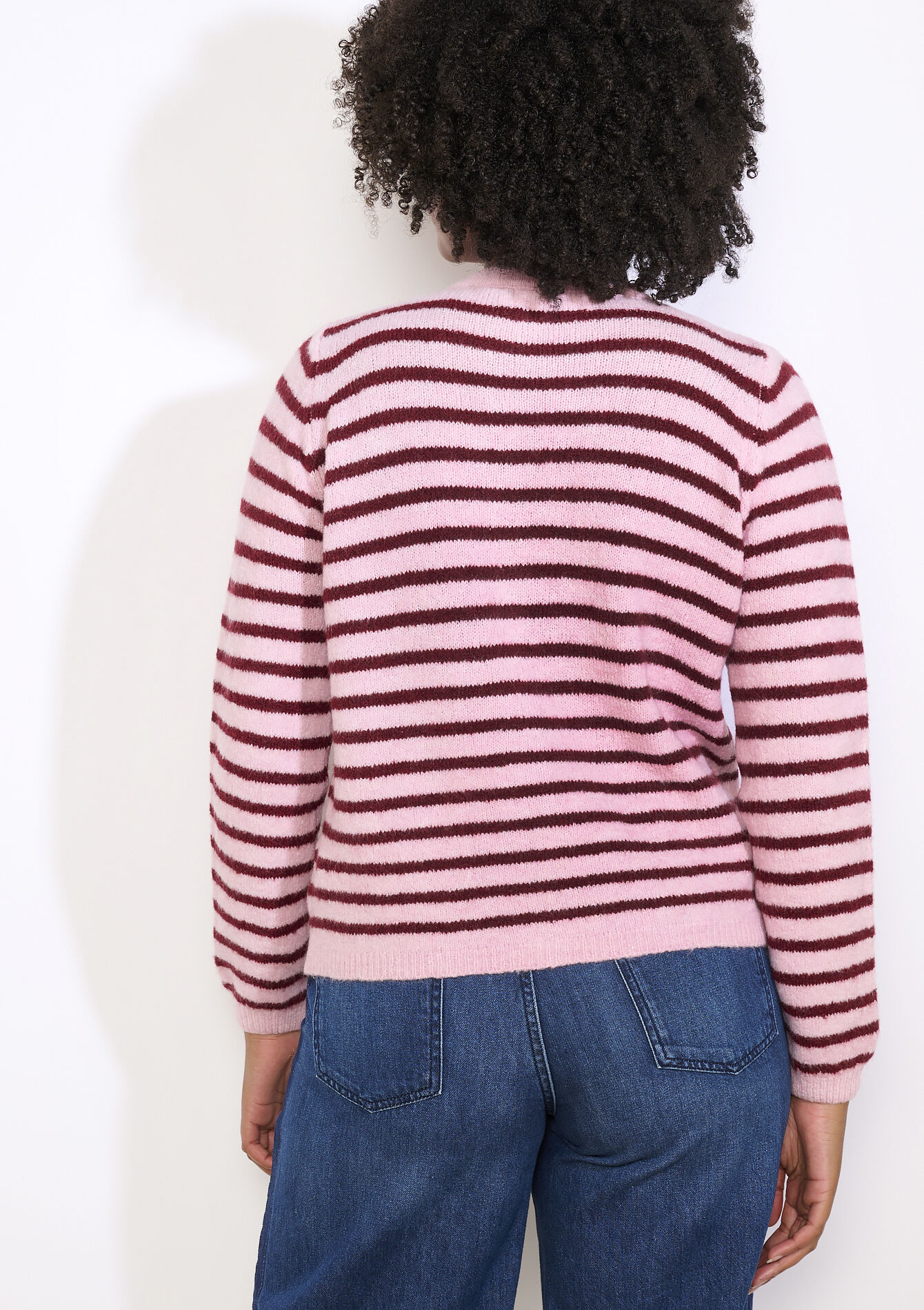 Soft striped cardigan, Soft striped cardigan - BORDEAU WINE - 04101393_1467